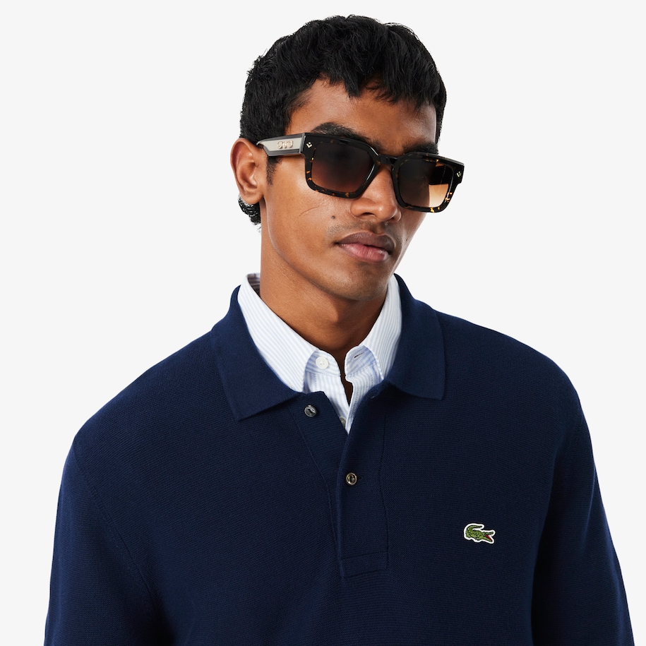 Classic Fit Long Sleeved Knitted Polo Shirt image number 1