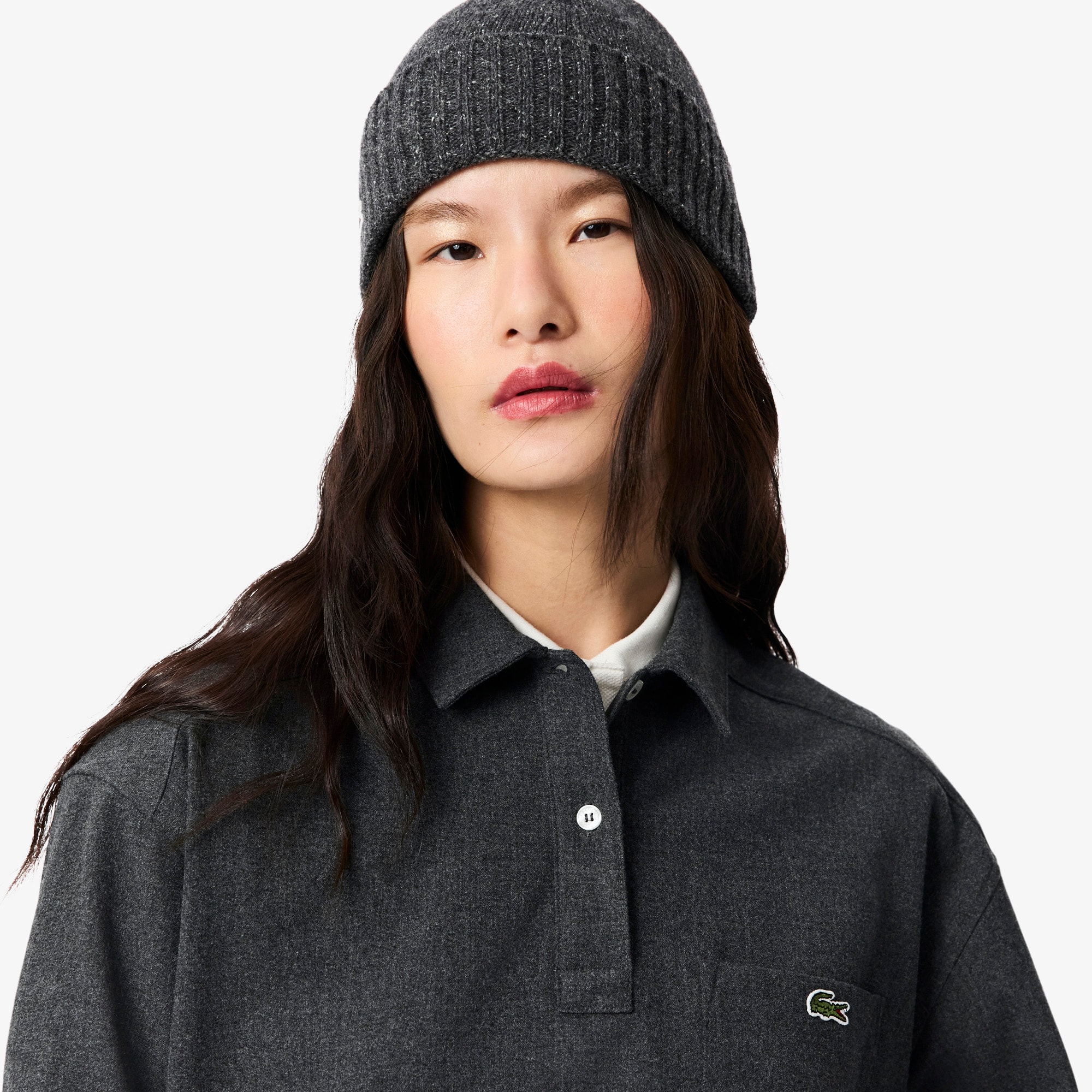 Oversized Polo Style Flannel Shirt image number 1