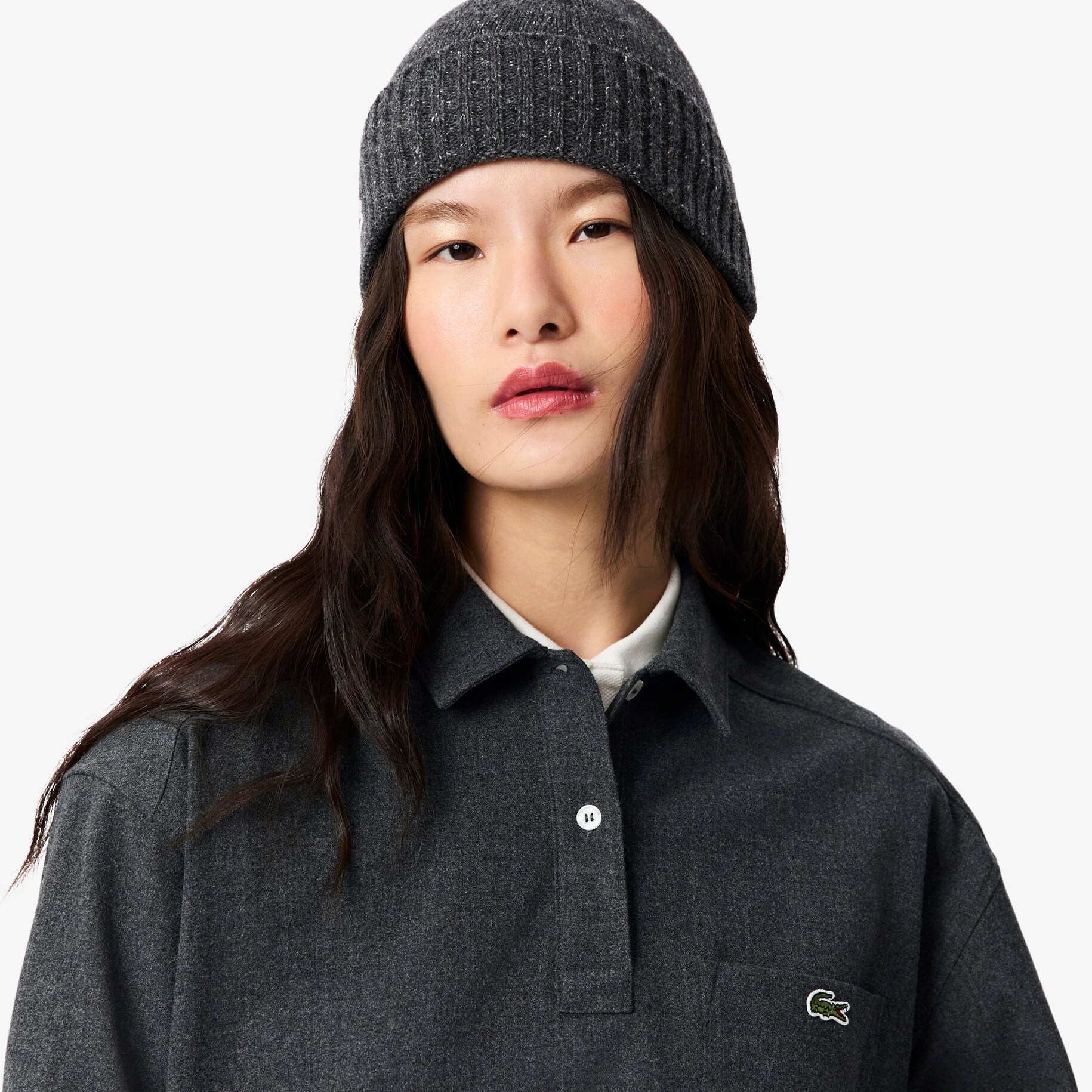 Oversized Polo Style Flannel Shirt image number 1