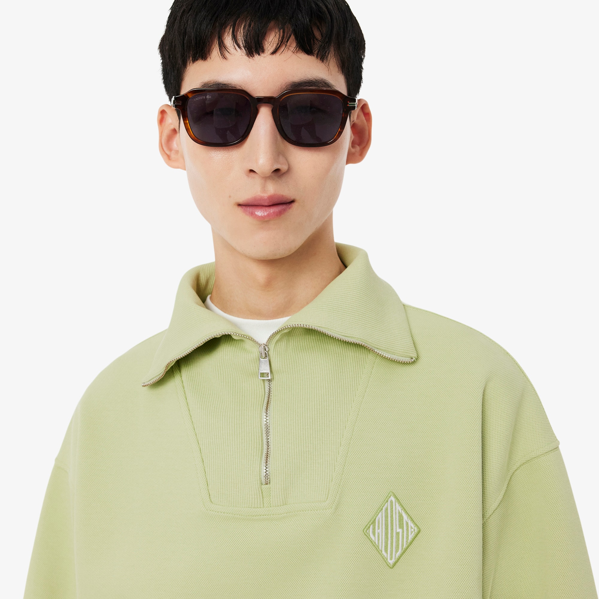 Loose Fit Zipped Neck Piqu&eacute; Sweatshirt image number 1