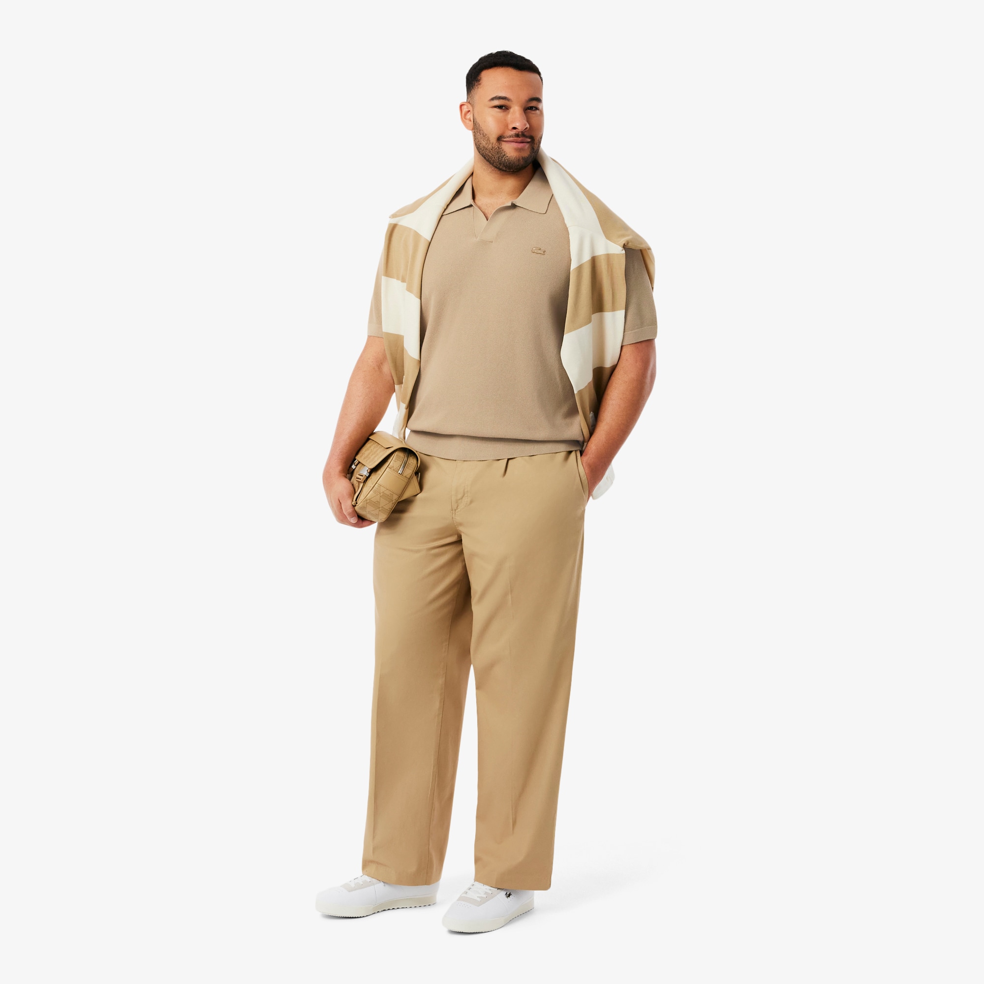 Cotton Blend Open Polo Collar Sweater image number 6