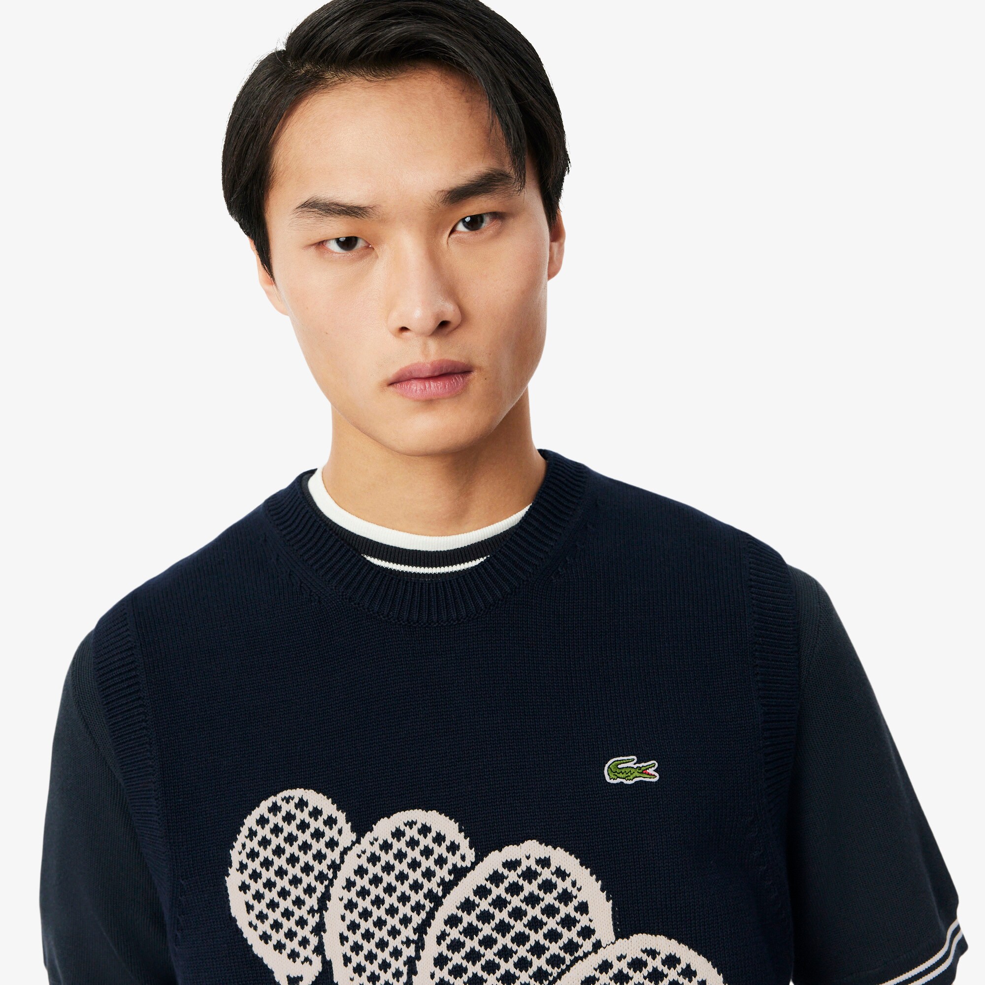 Cotton Jacquard Sweater Vest image number 1