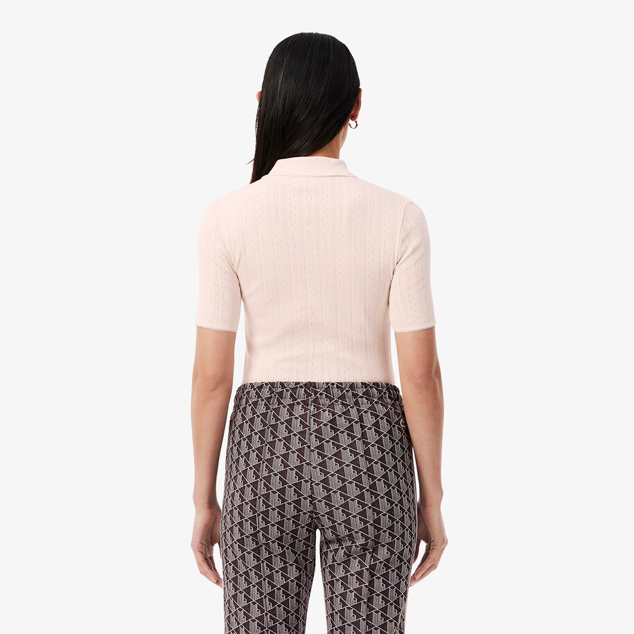 Slim Fit Pointelle Knit Polo Shirt image number 2