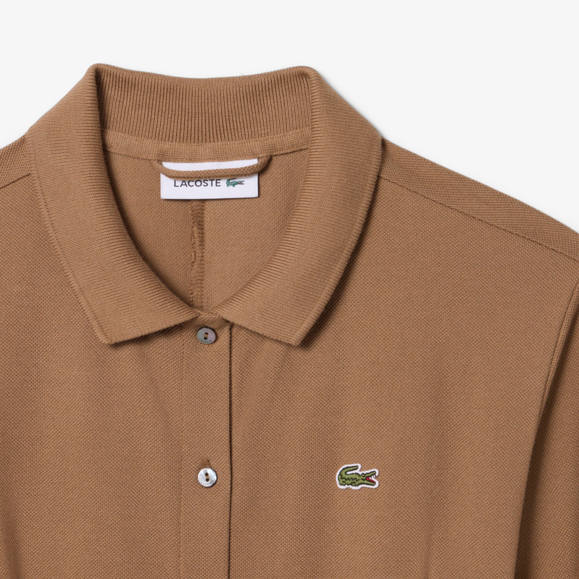 Polo Collar Belted Petit Piqu&eacute; Dress image number 4