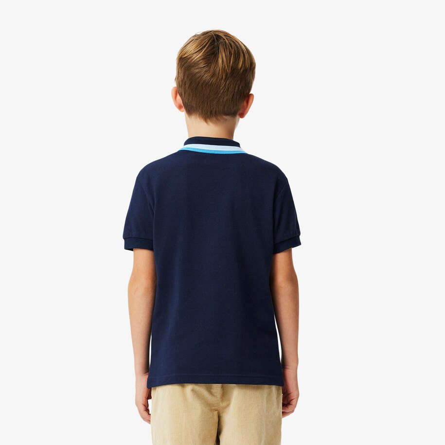 Boys' Lacoste Tricolour Collar Cotton Petit Piqu&eacute; Polo image number 2