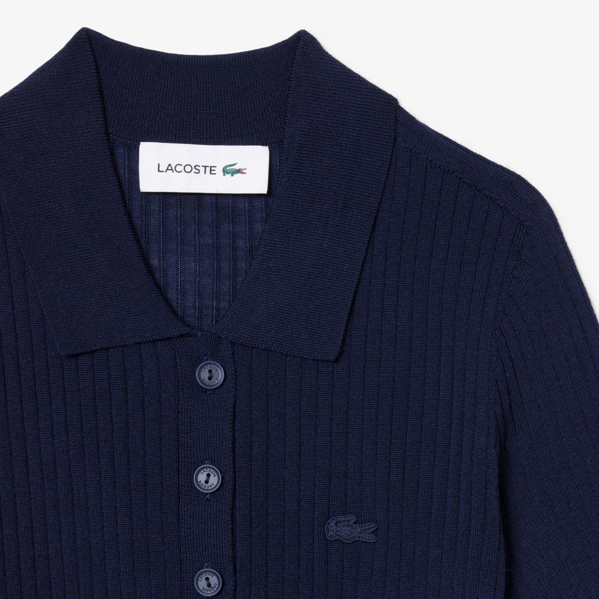 3D Rib Knit Polo Collar Merino Wool Sweater image number 4