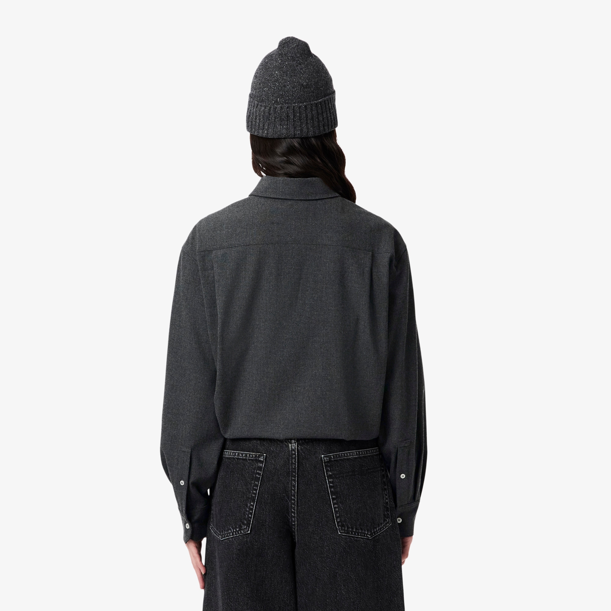 Oversized Polo Style Flannel Shirt image number 2