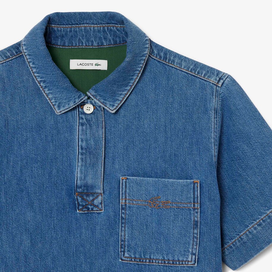 Oversized Denim Polo Dress image number 4