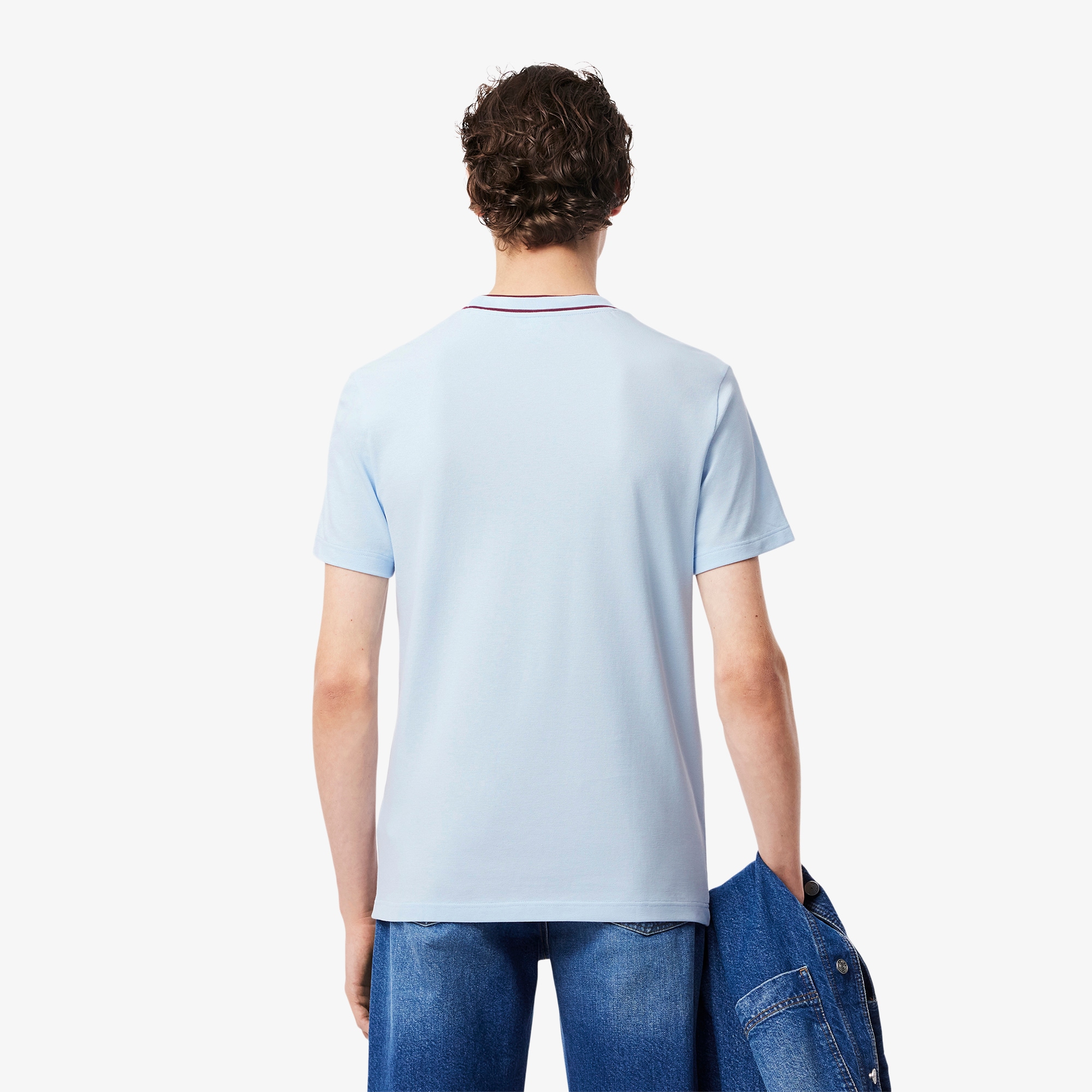 Stretch Piqué Stripe Collar T-shirt image number 2
