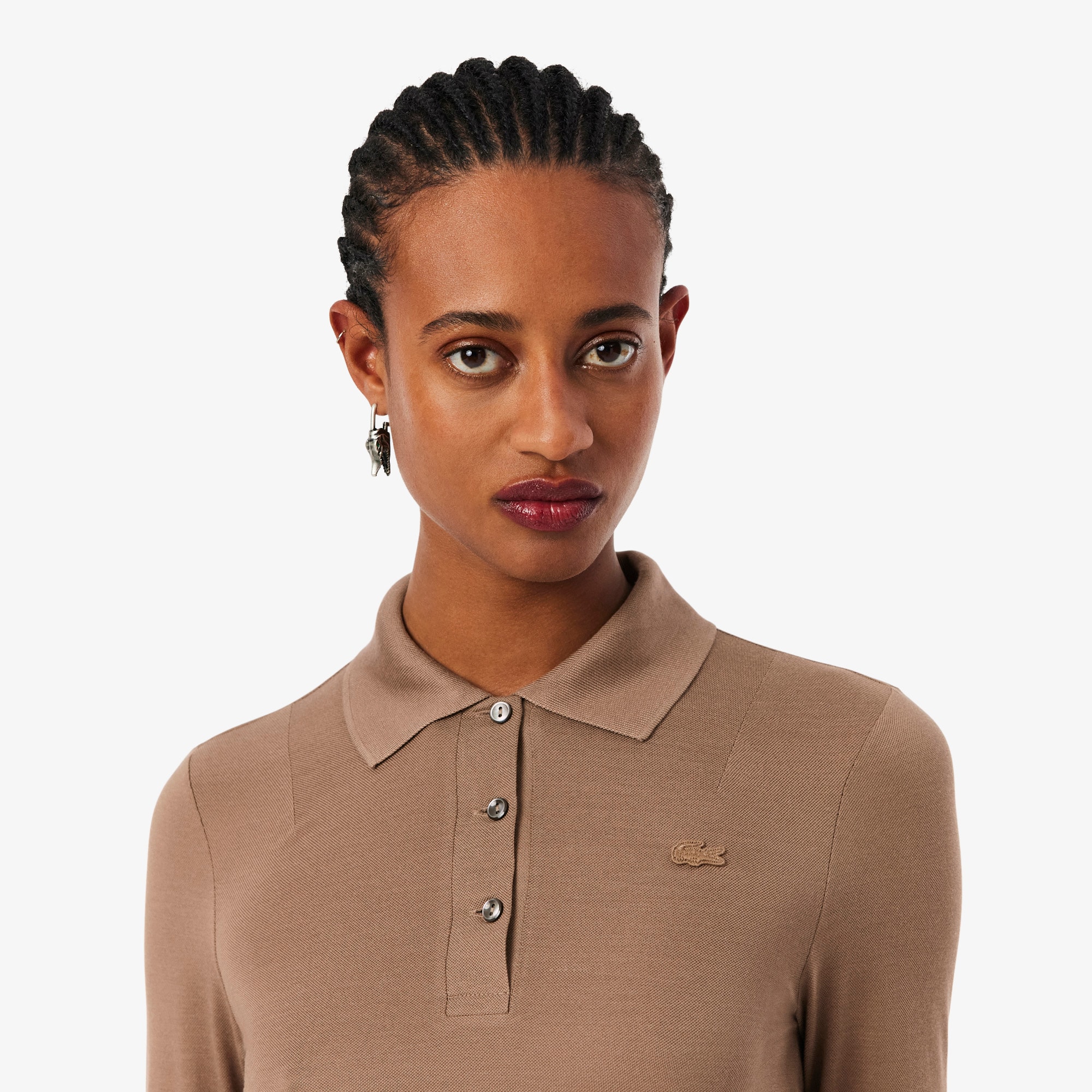 Runway Slim Fit Long Silk Sleeved Polo Shirt image number 1