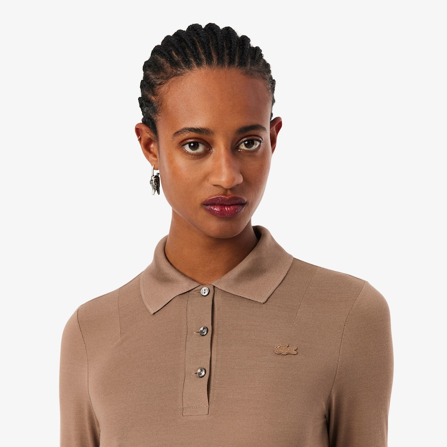 Runway Slim Fit Long Silk Sleeved Polo Shirt image number 1