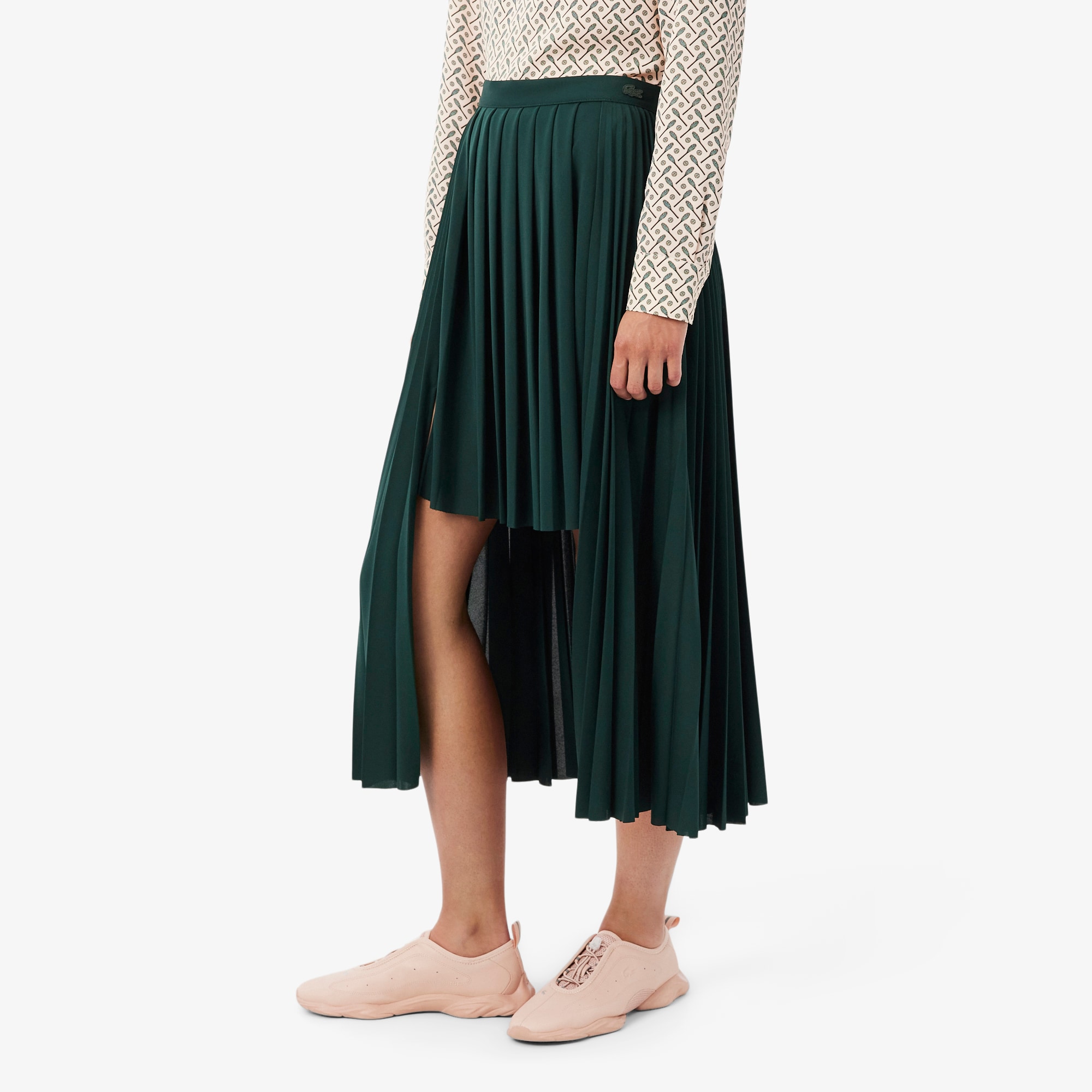 Long Asymmetric Pleated Jersey Skirt image number 1