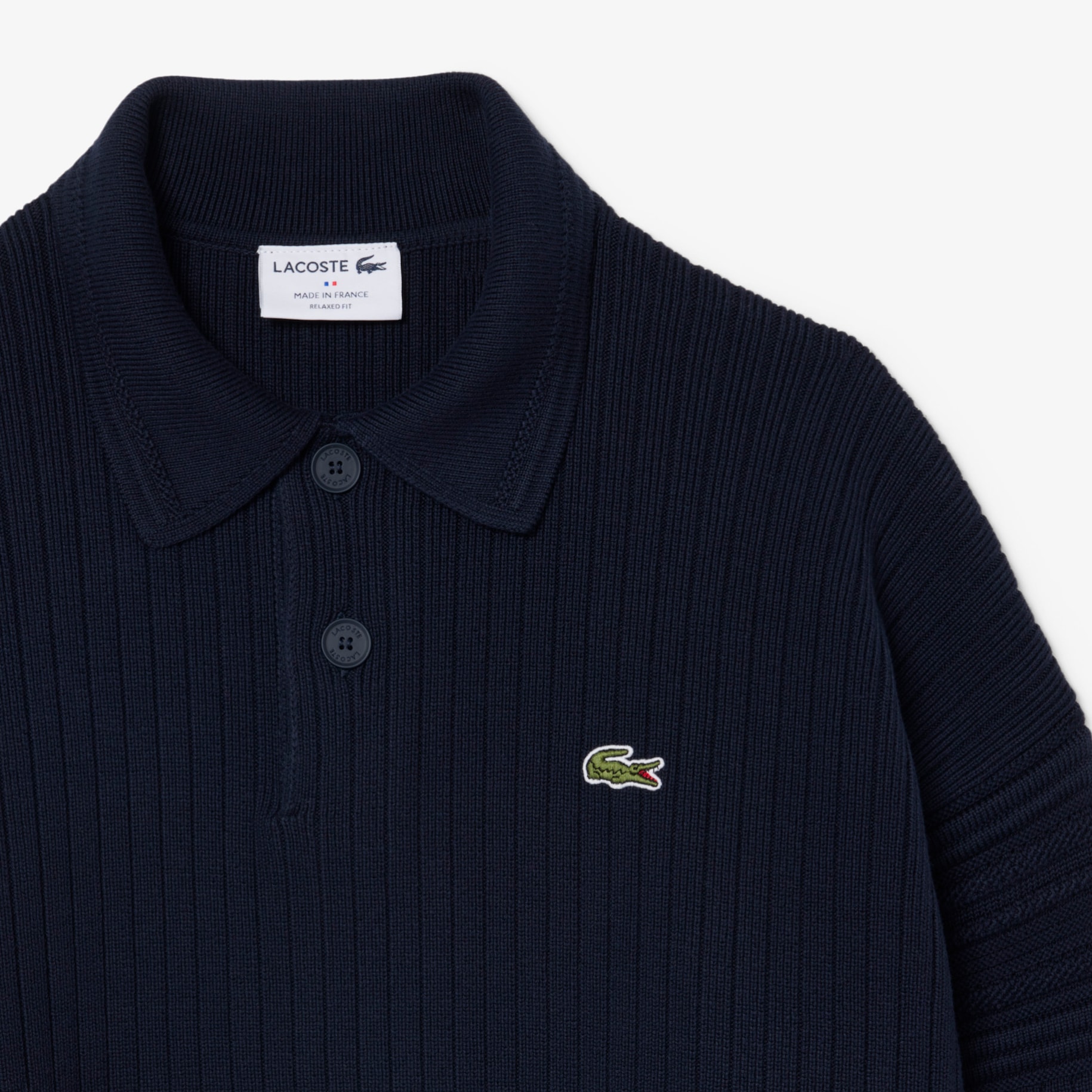 French Made Cotton Polo Collar Sweater image number 4