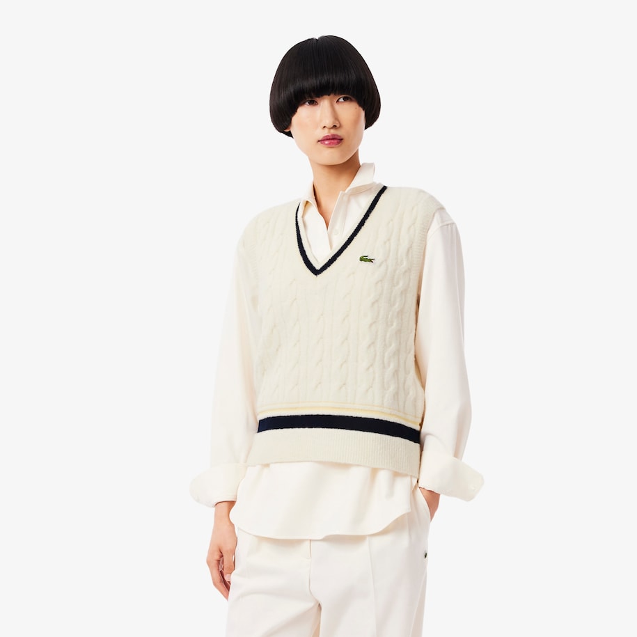 Cable Knit Wool Sweater Vest image number 0
