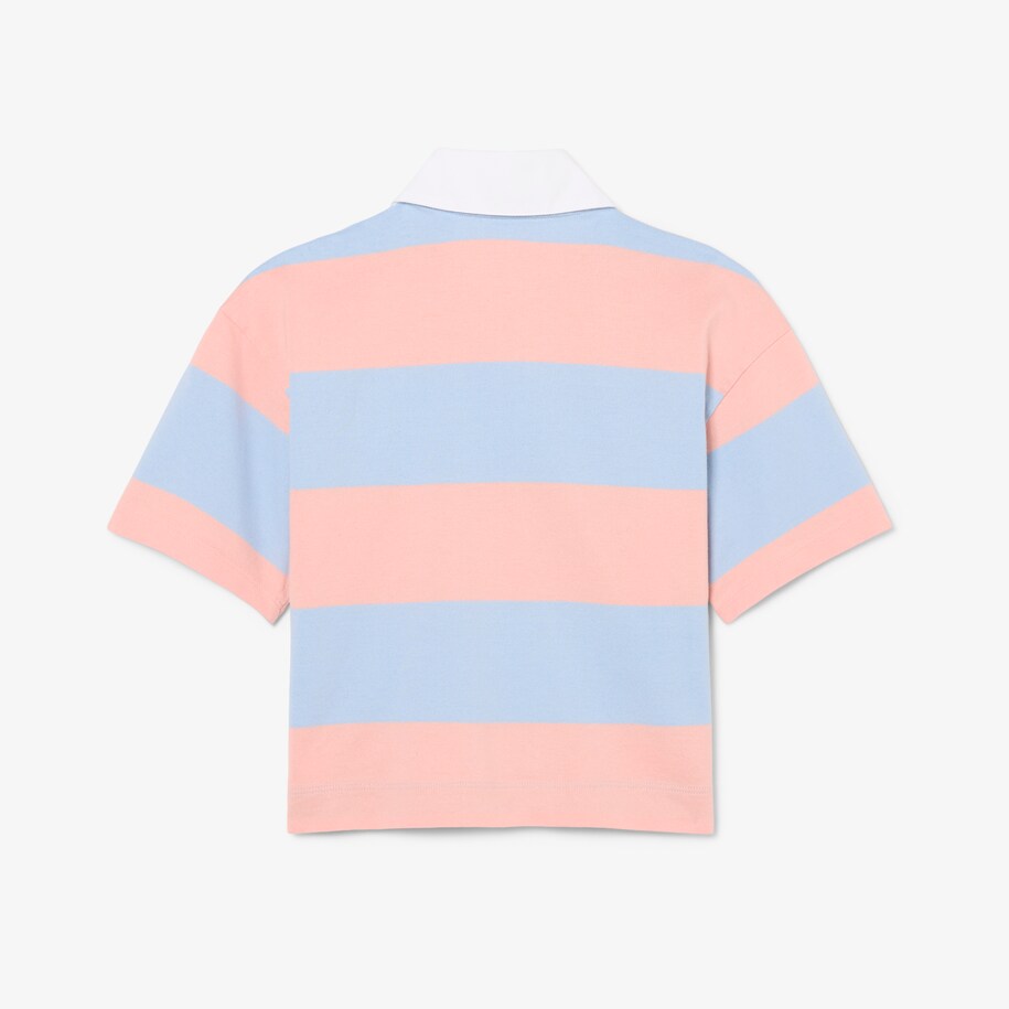 Oversized Striped Cotton Rugby Polo Shirt image number 4