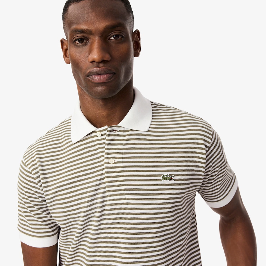 Classic Fit L.12.12 Striped Petit Piqué Polo Shirt image number 1