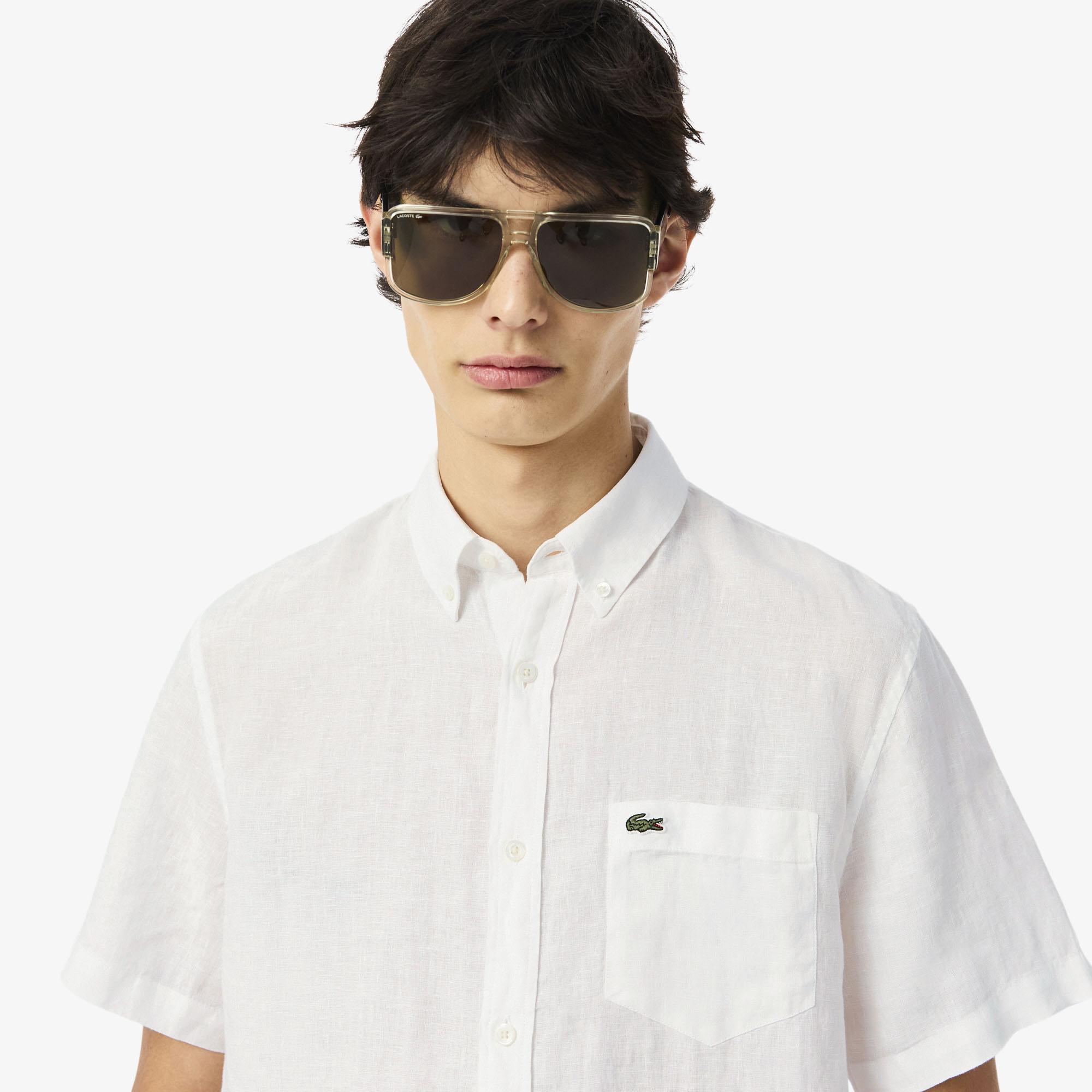 Men&rsquo;s Lacoste Short Sleeve Linen Shirt image number 1