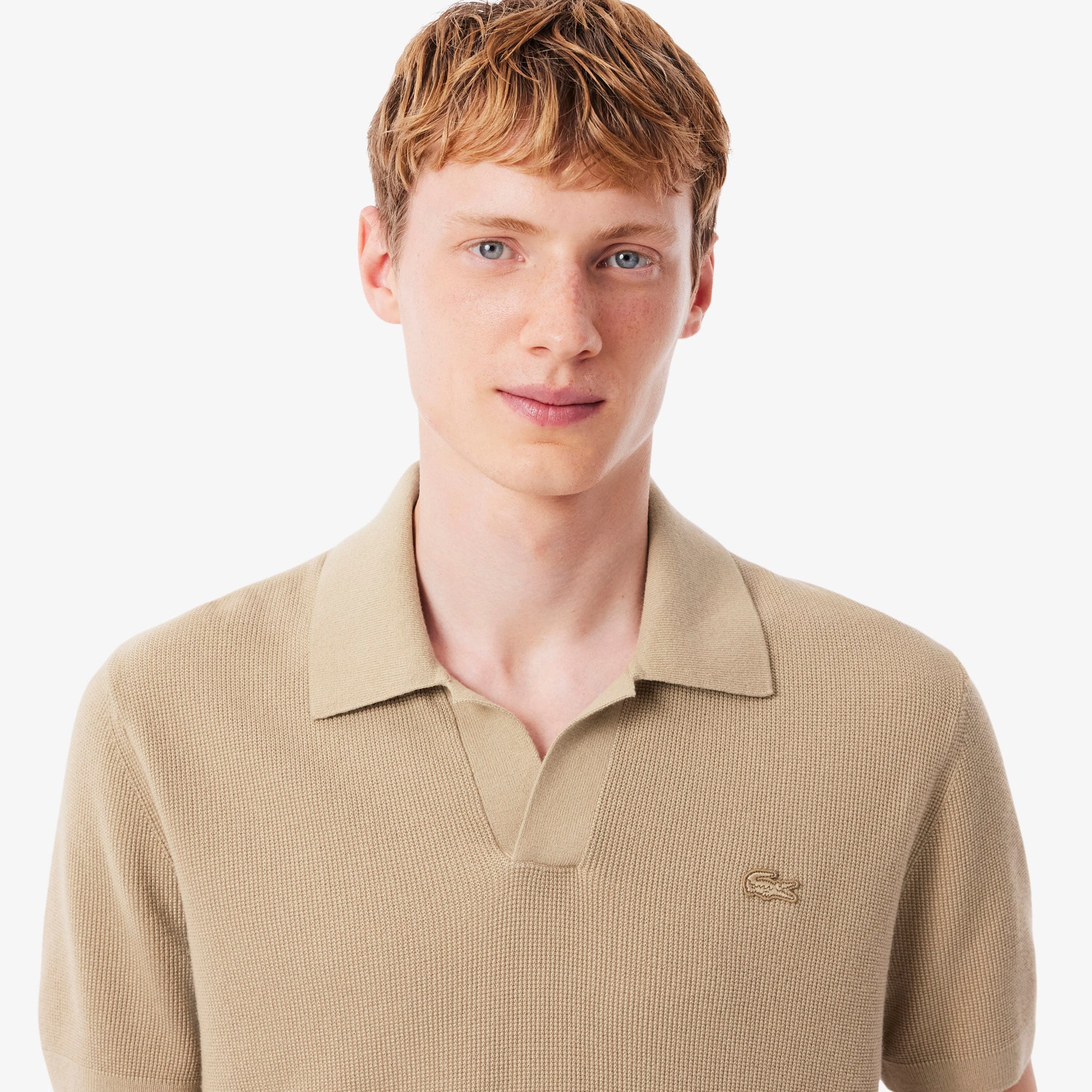 Cotton Blend Open Polo Collar Sweater image number 1