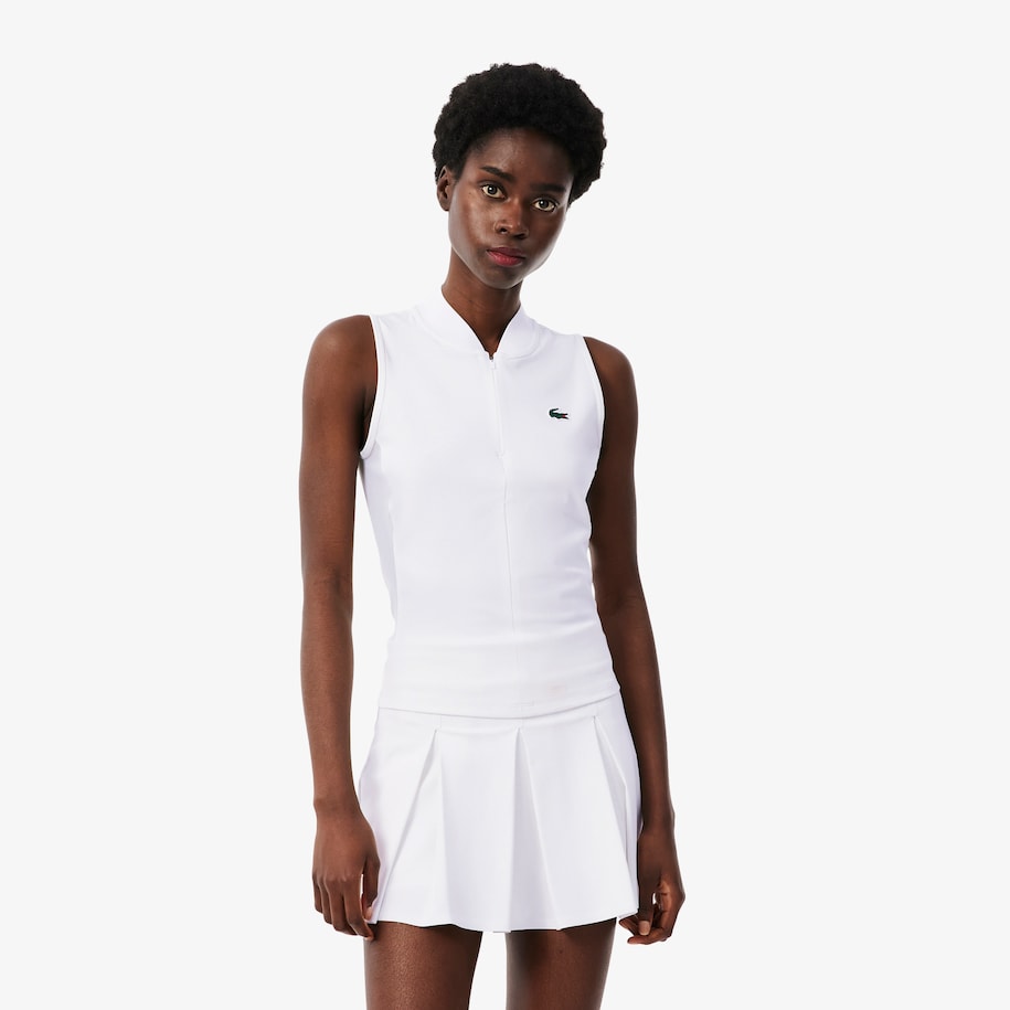 Sleeveless Stretch Dual Fabric Tennis Polo Shirt image number 0
