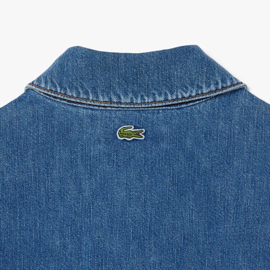 Oversized Denim Polo Dress image number 6