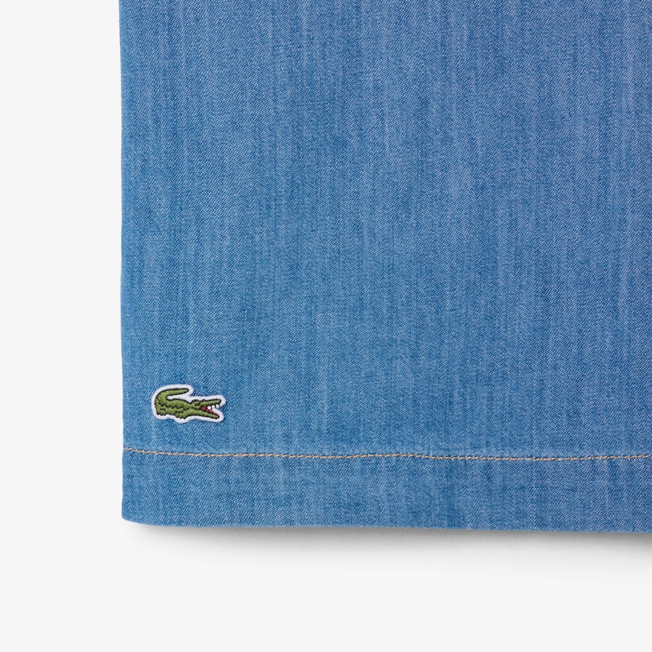 Relaxed Fit Open Neck Denim Shirt image number 5