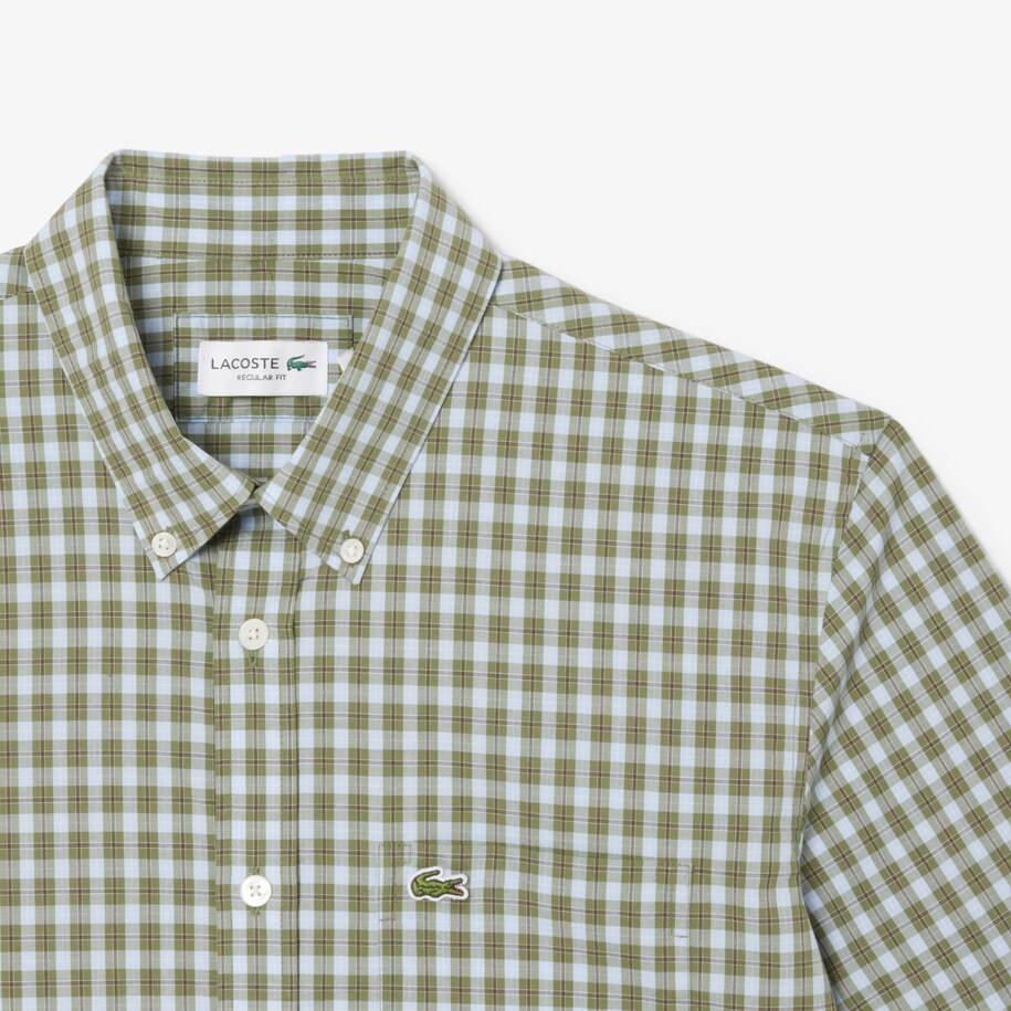 Short Sleeved Buttoned Collar Checked Shirt image number 4