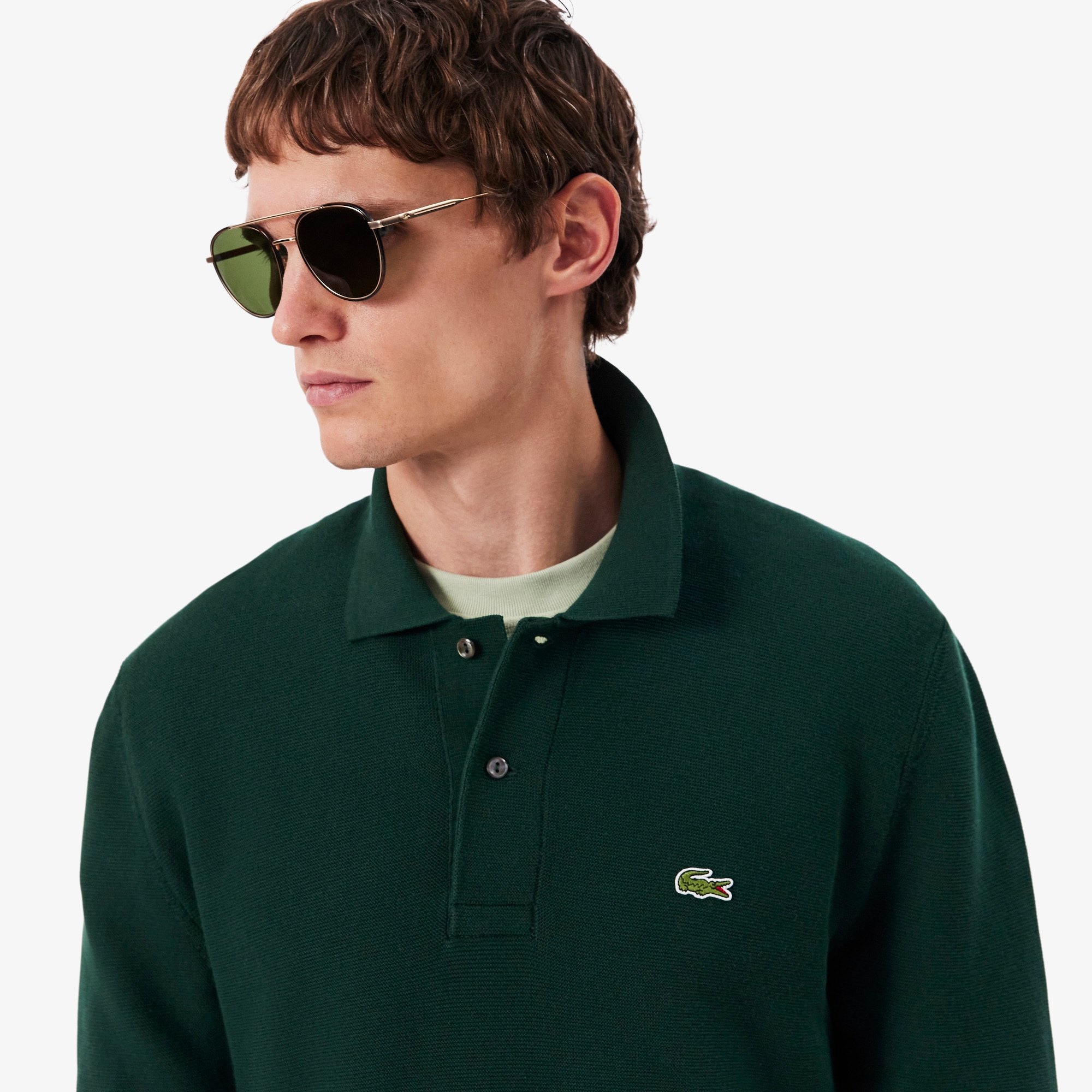Classic Fit Long Sleeved Knitted Polo Shirt image number 1