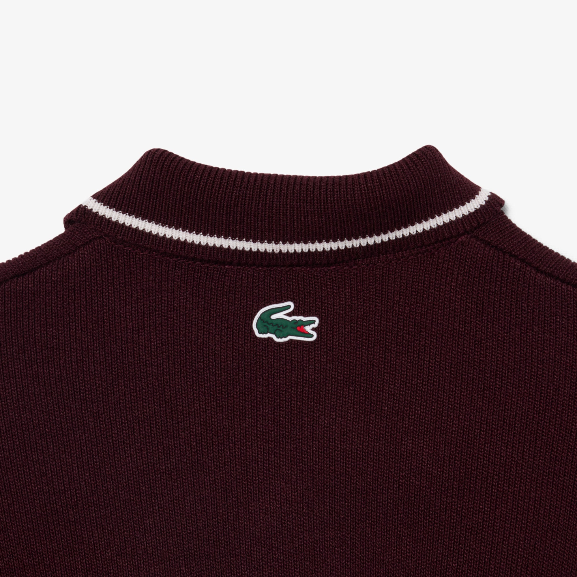 Badge Accent Tennis Heritage Zipped Polo Collar Sweater image number 5