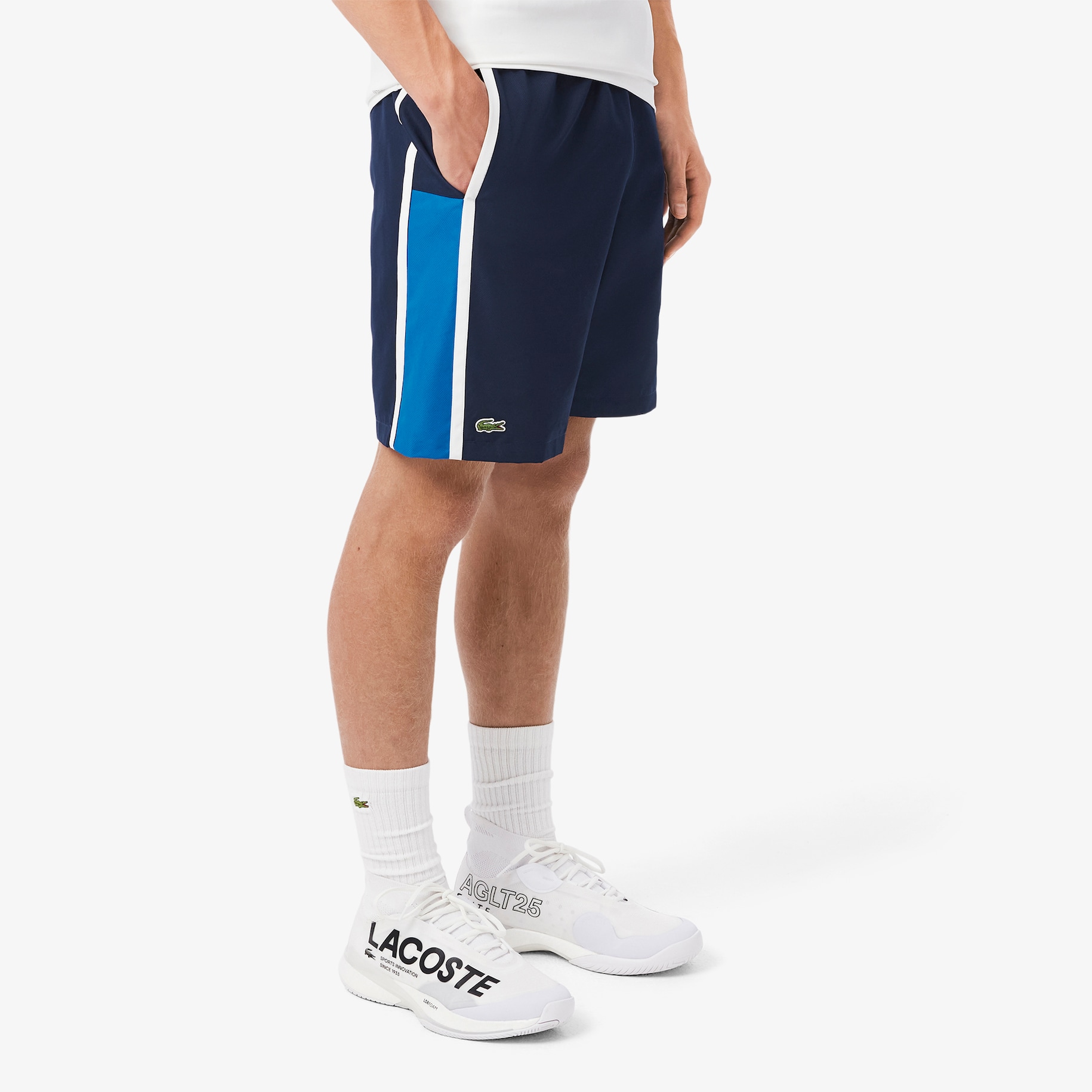 Lightweight Colour-Block Stripe Tennis Shorts image number 1