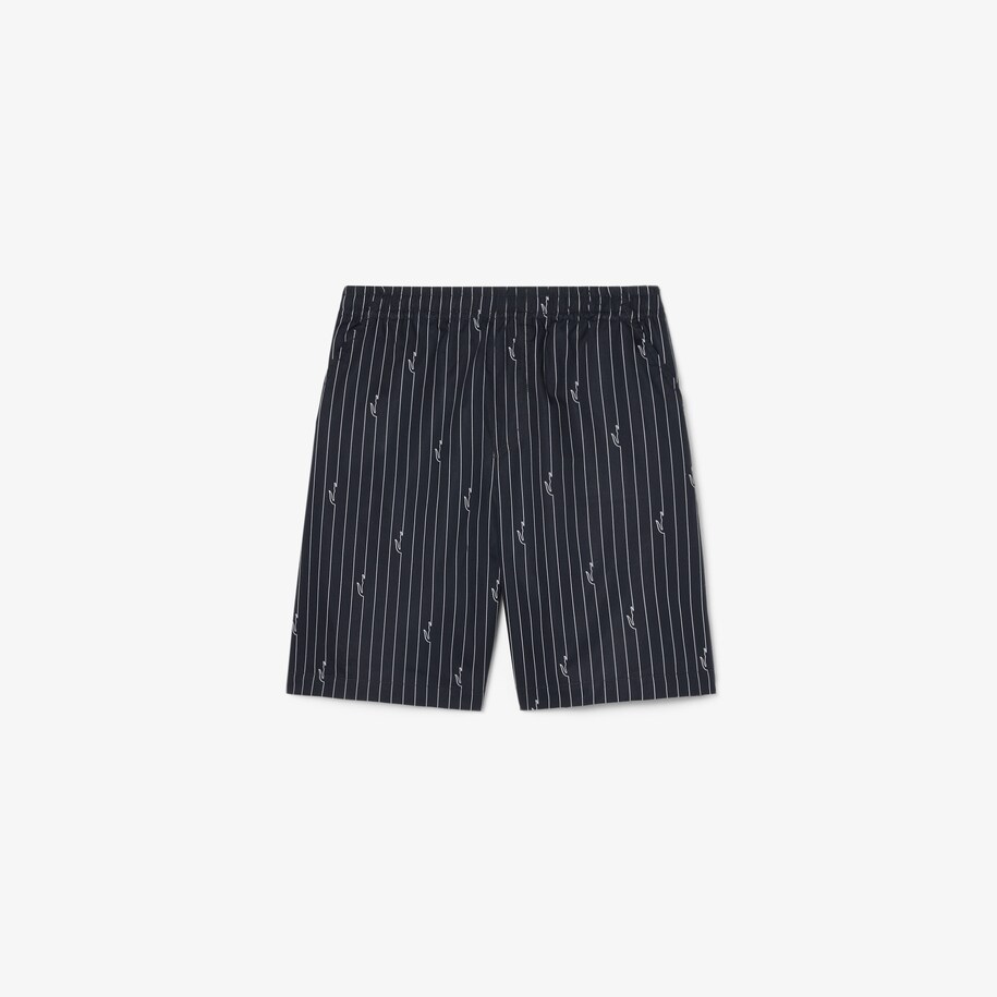 Crocodile Print Stripe Cotton Shorts image number 0