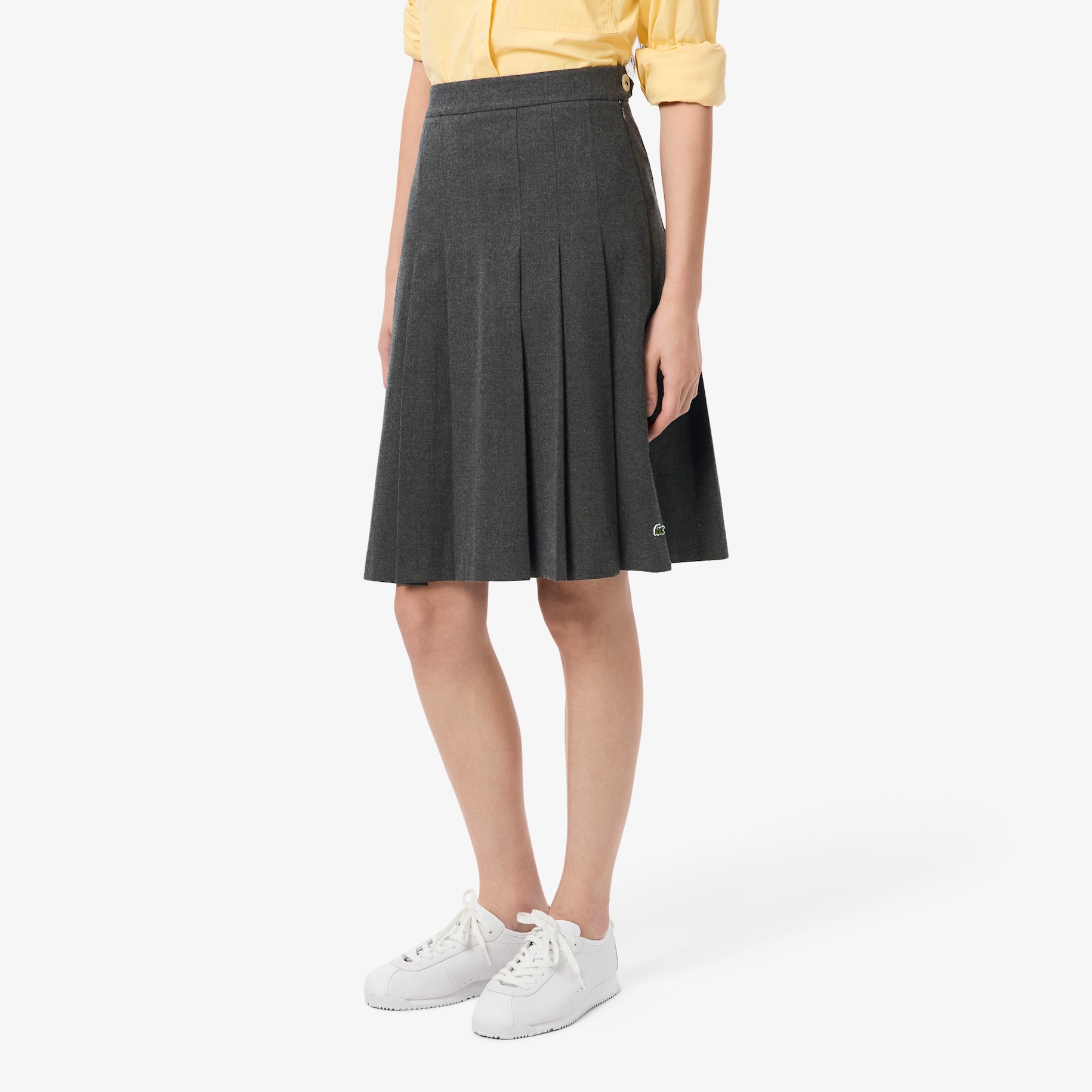 Pleated Flannel Midi Skirt image number 1