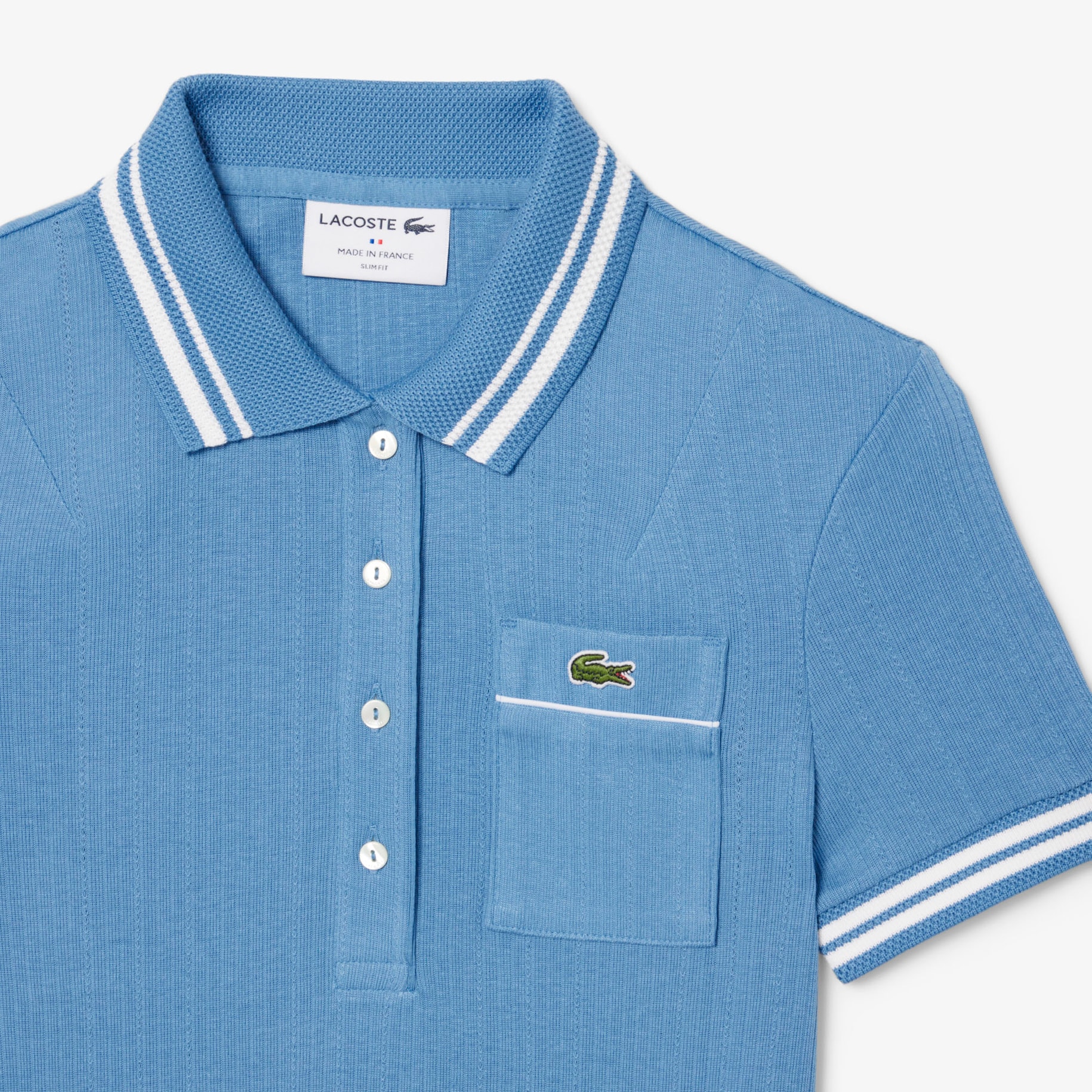 Slim Fit French Made Ribbed Polo Shirt image number 4