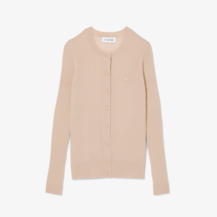 Rib Knit Merino Wool Cardigan image number 3