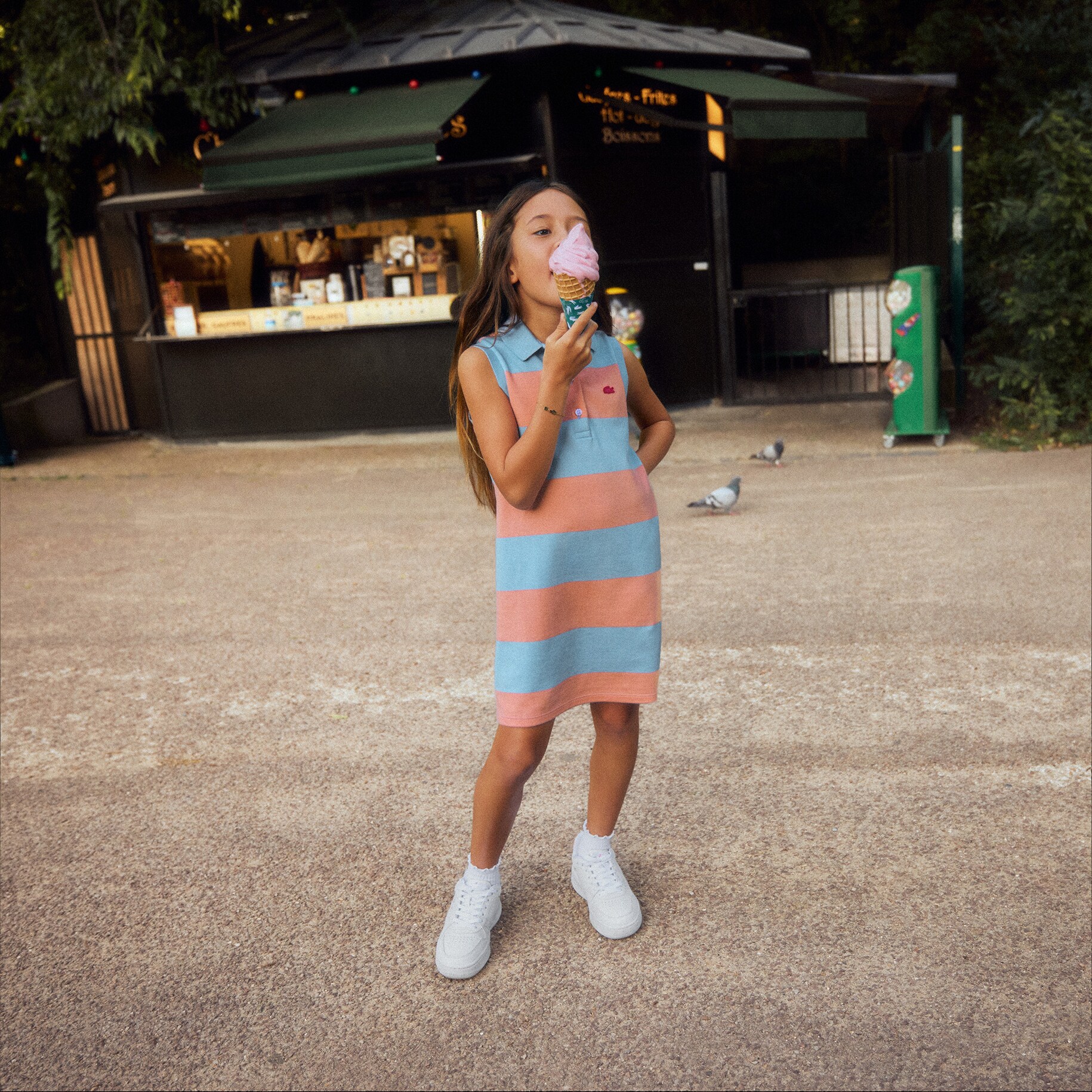 Sleeveless Striped Petit Piqu&eacute; Polo Dress image number 7