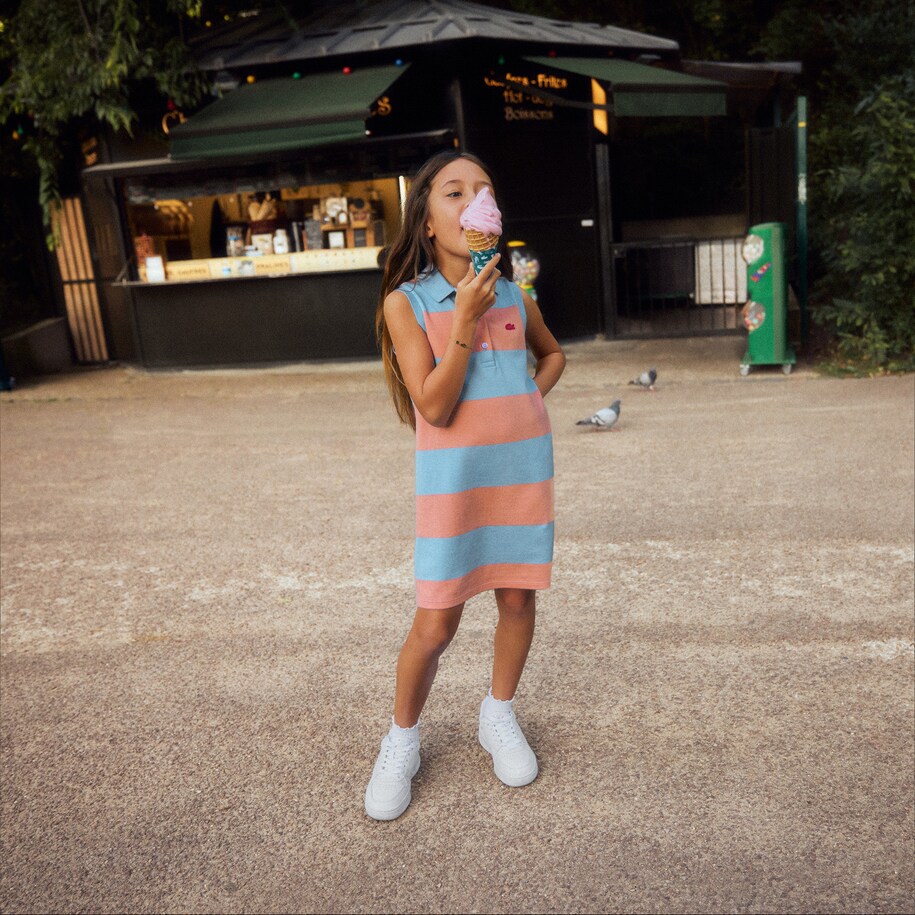 Sleeveless Striped Petit Piqu&eacute; Polo Dress image number 7