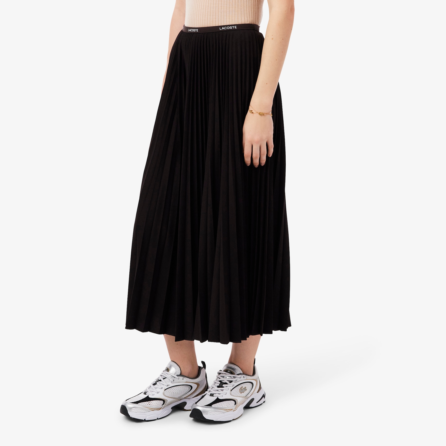 Long Pleated Elasticated Waist Skirt image number 1