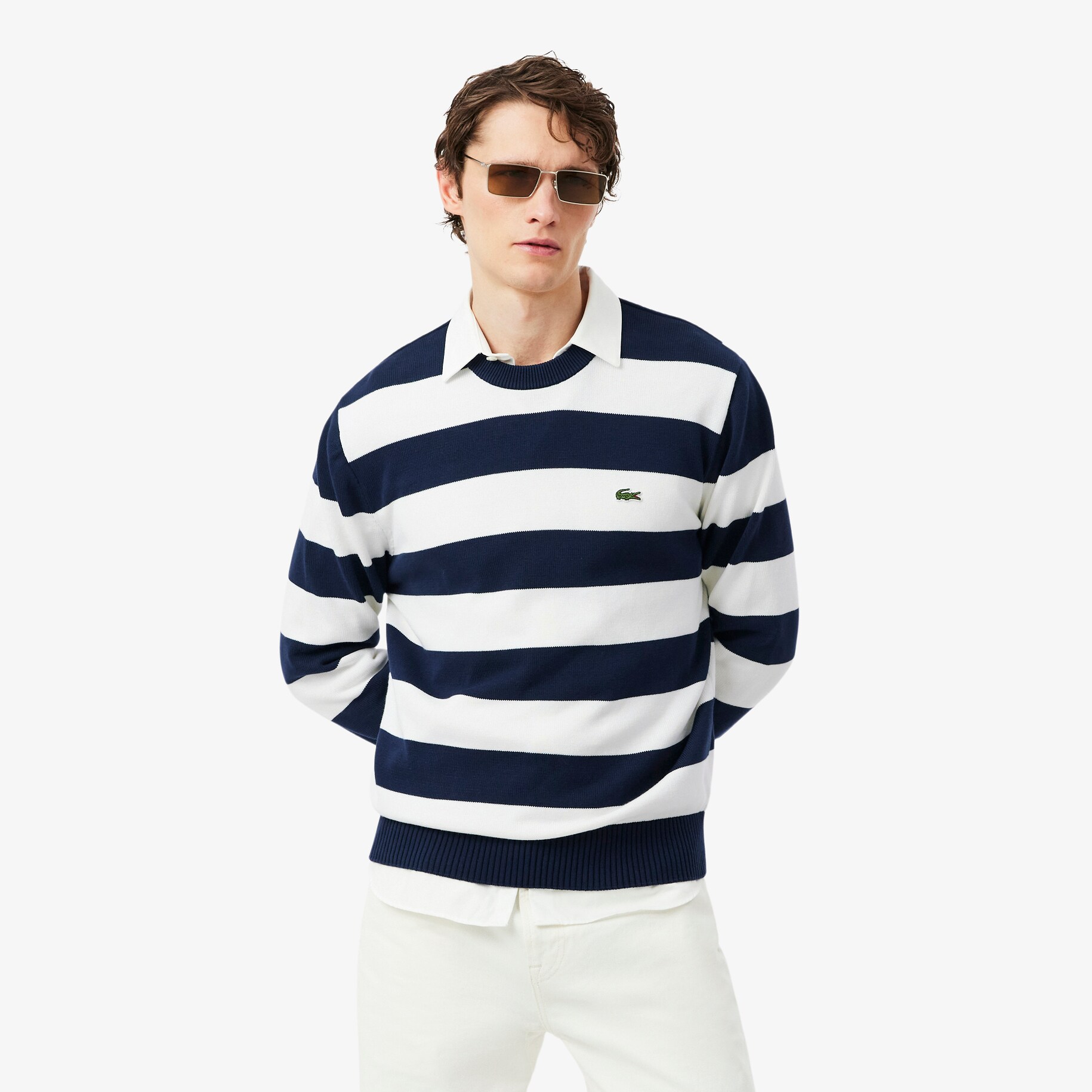 Striped Cotton Crew Neck Sailor Sweater image number 0