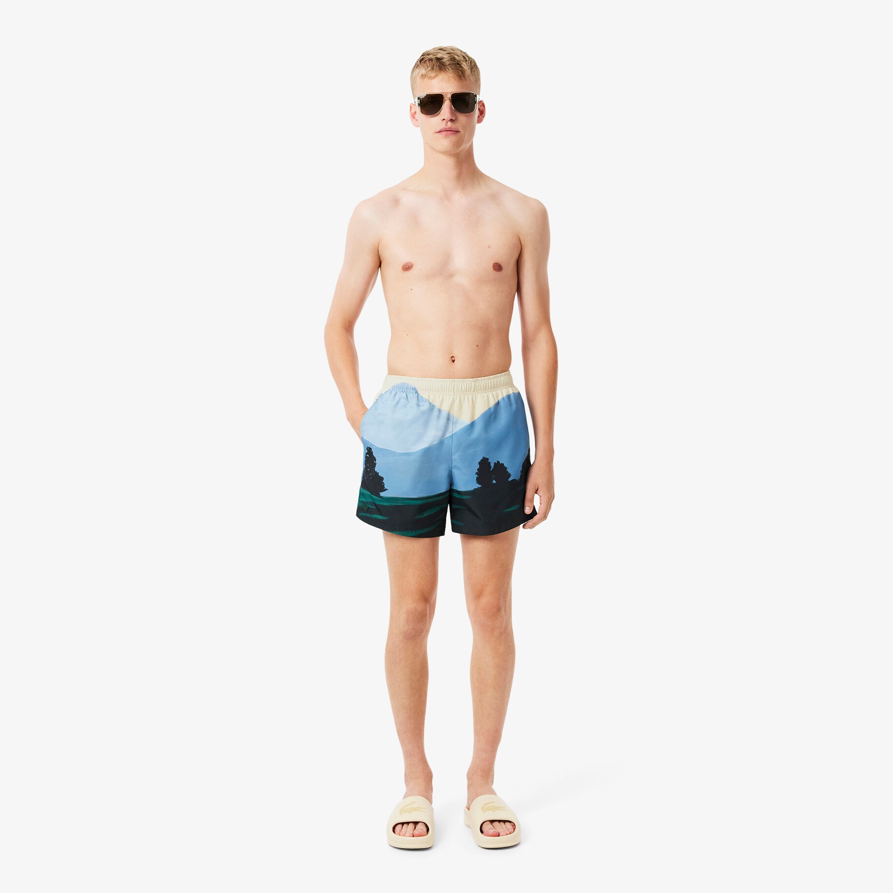 Short Landscape Print Swim Trunks image number 0
