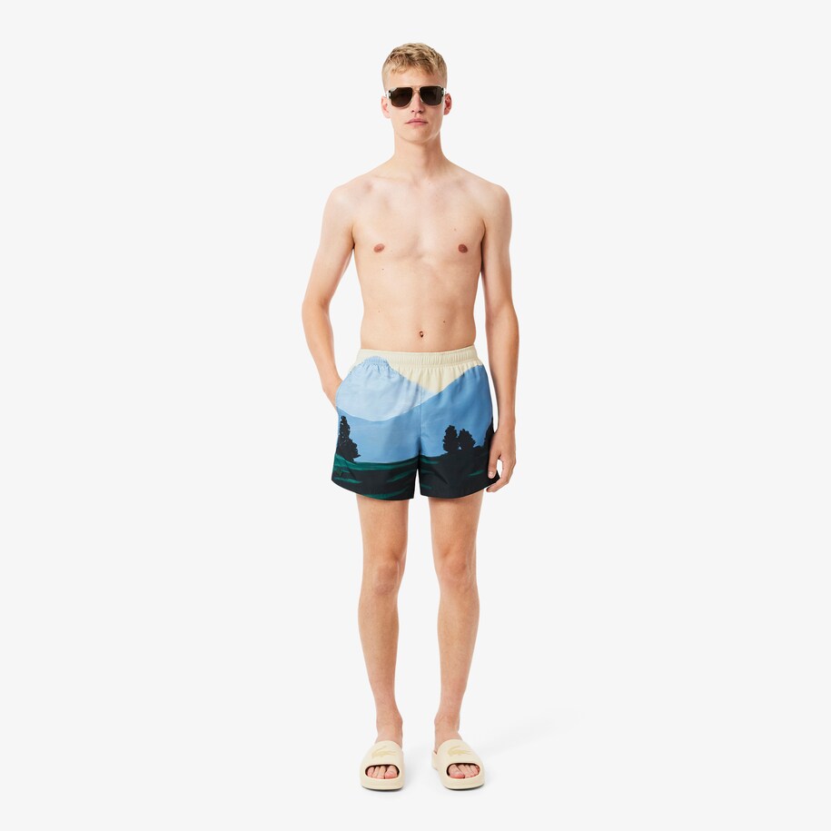 Short Landscape Print Swim Trunks image number 0
