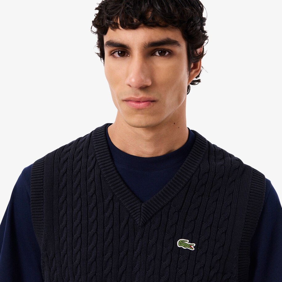 Cable Knit Cotton Sweater Vest image number 1