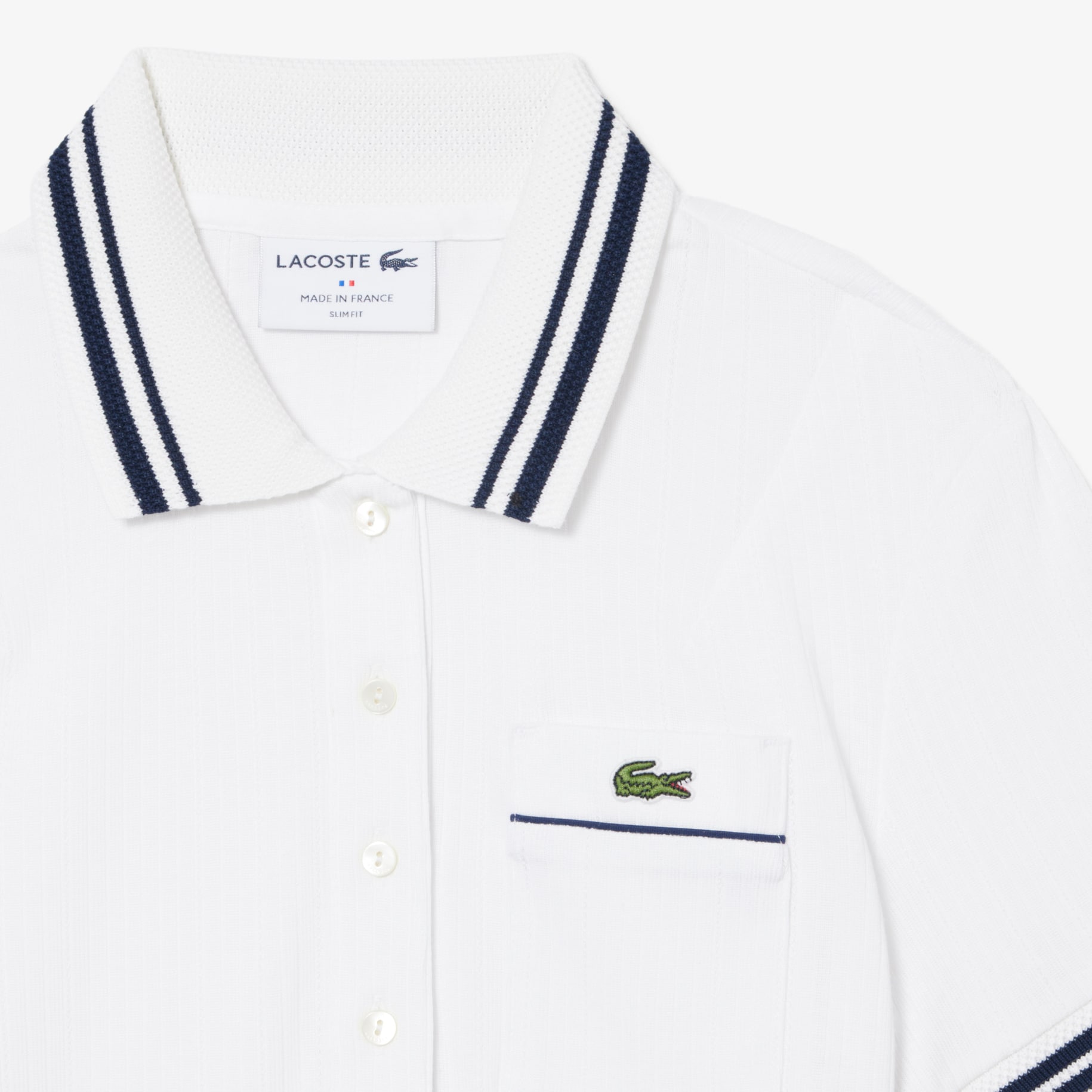 Slim Fit French Made Ribbed Polo Shirt image number 4
