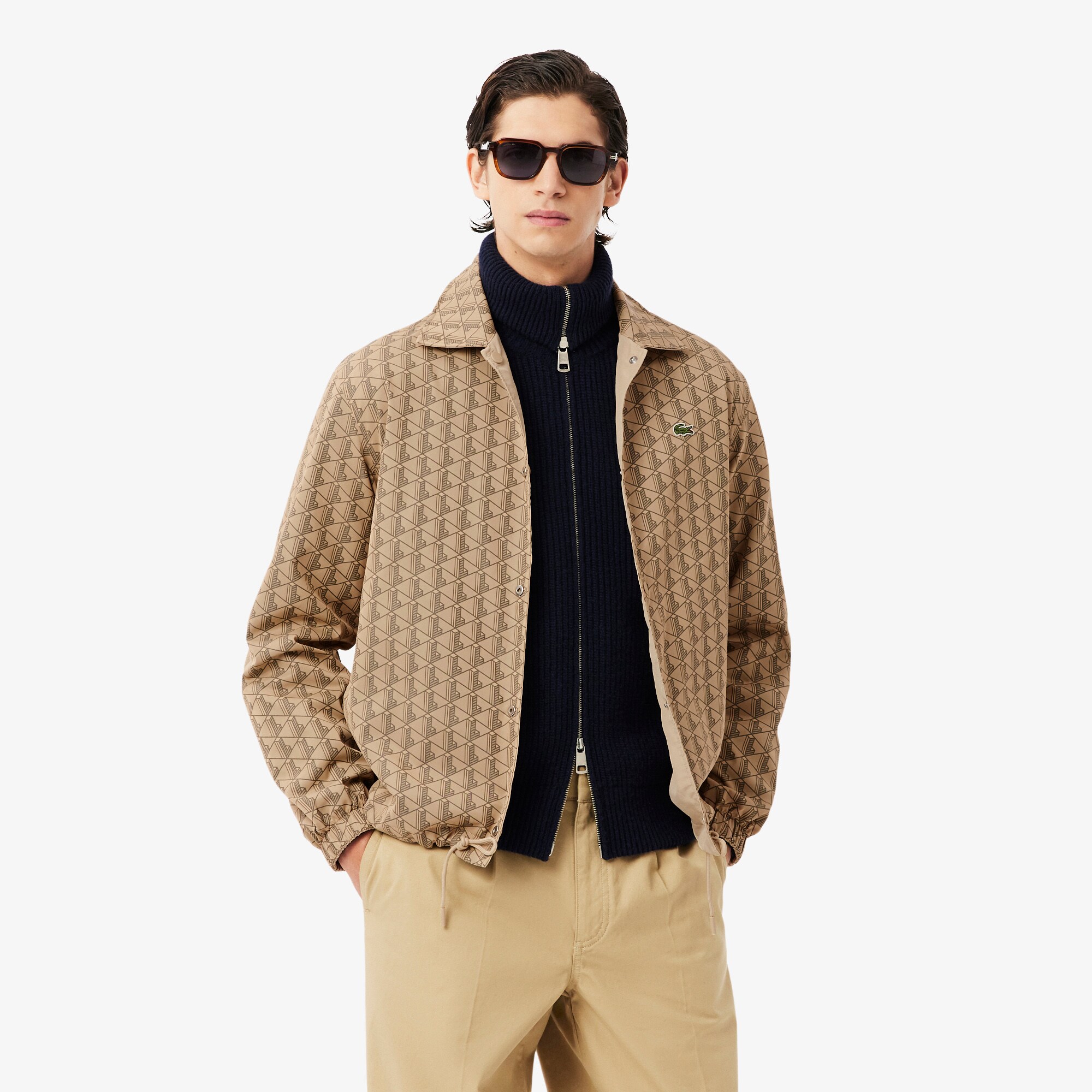 90s ユーロ製 LACOSTE ブラウンチェック ウールブルゾン リバーシブル 90s ユーロ製 LACOSTE ブラウンチェック ウールブルゾン リバーシブル