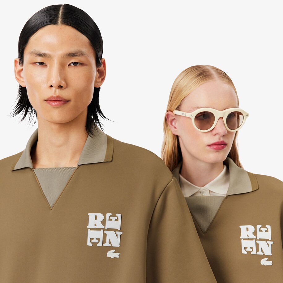 Runway Badge Accent Oversized Satin Polo Shirt image number 1