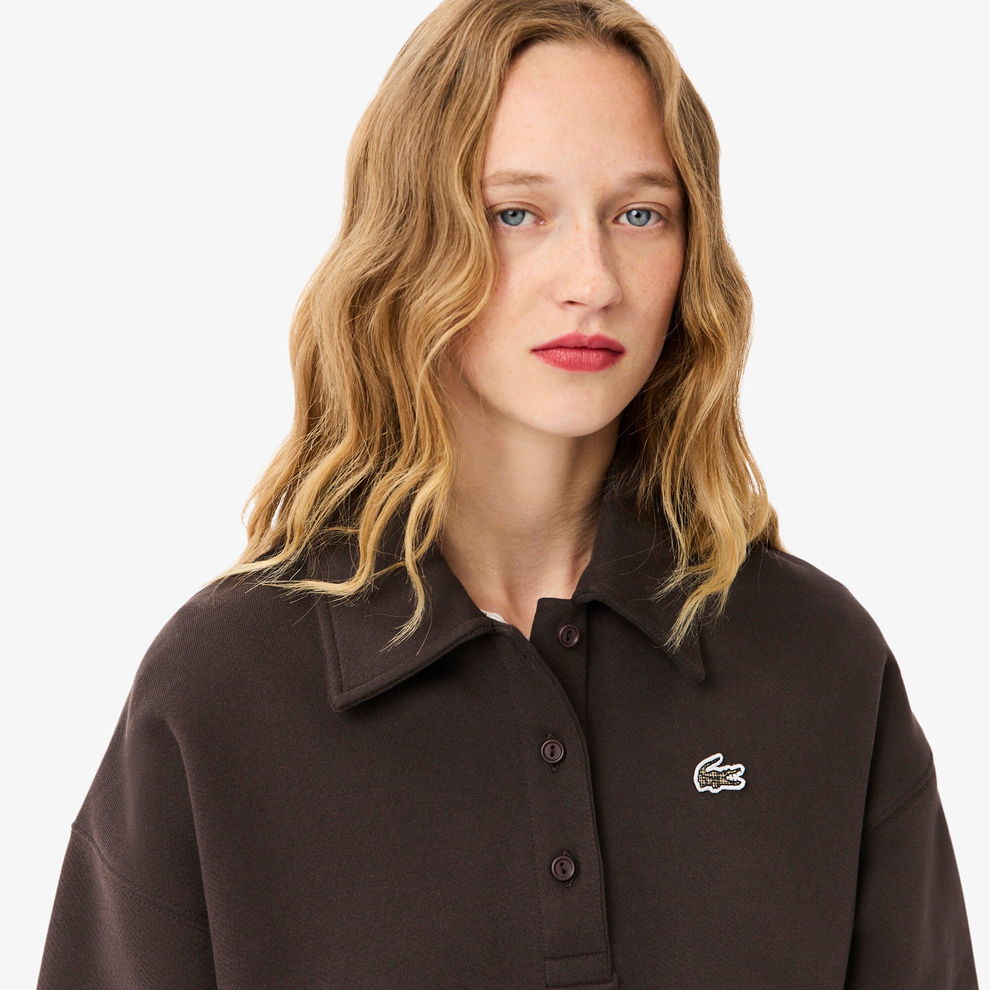 Oversized Fleece Polo Collar Sweatshirt image number 1