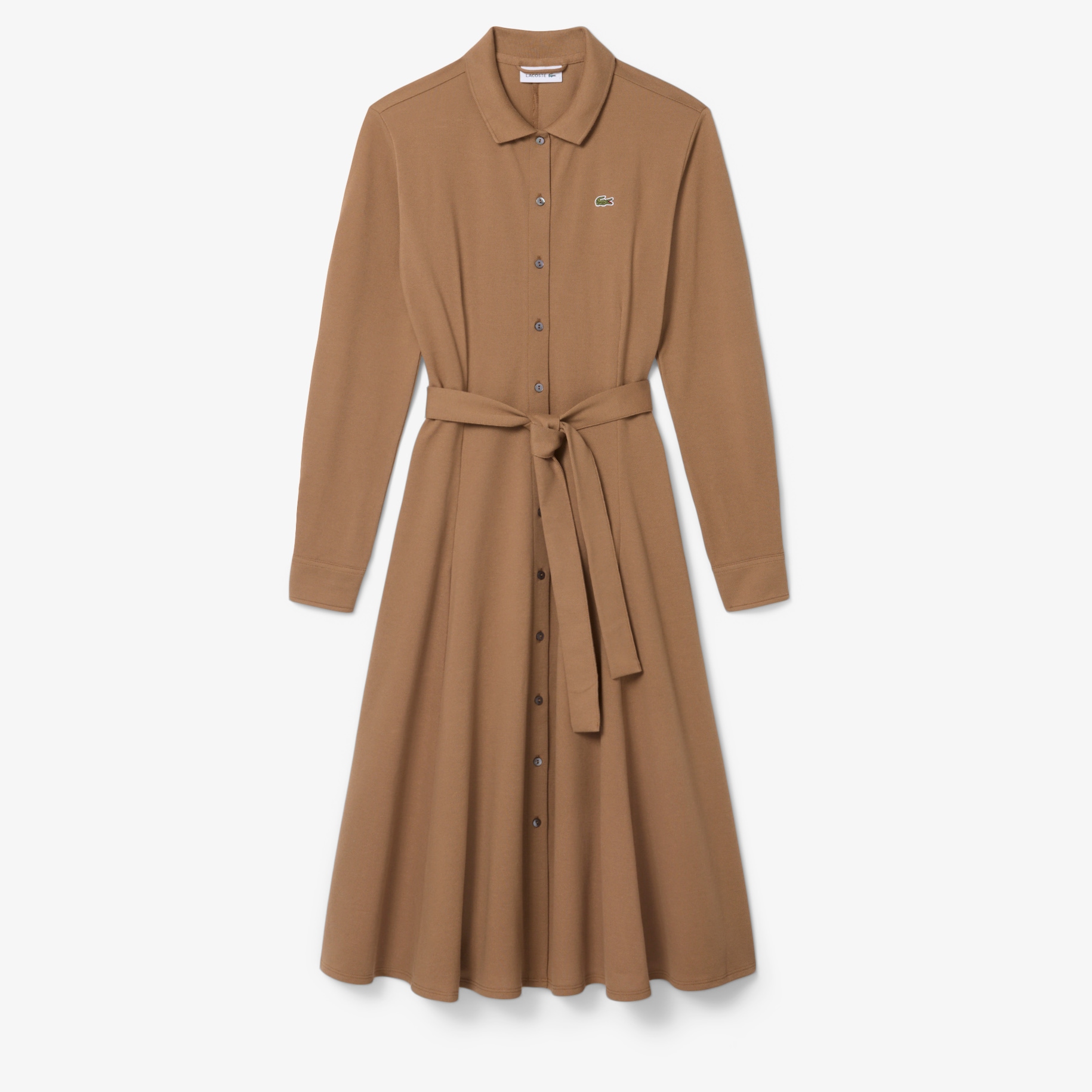 Polo Collar Belted Petit Piqu&eacute; Dress image number 3