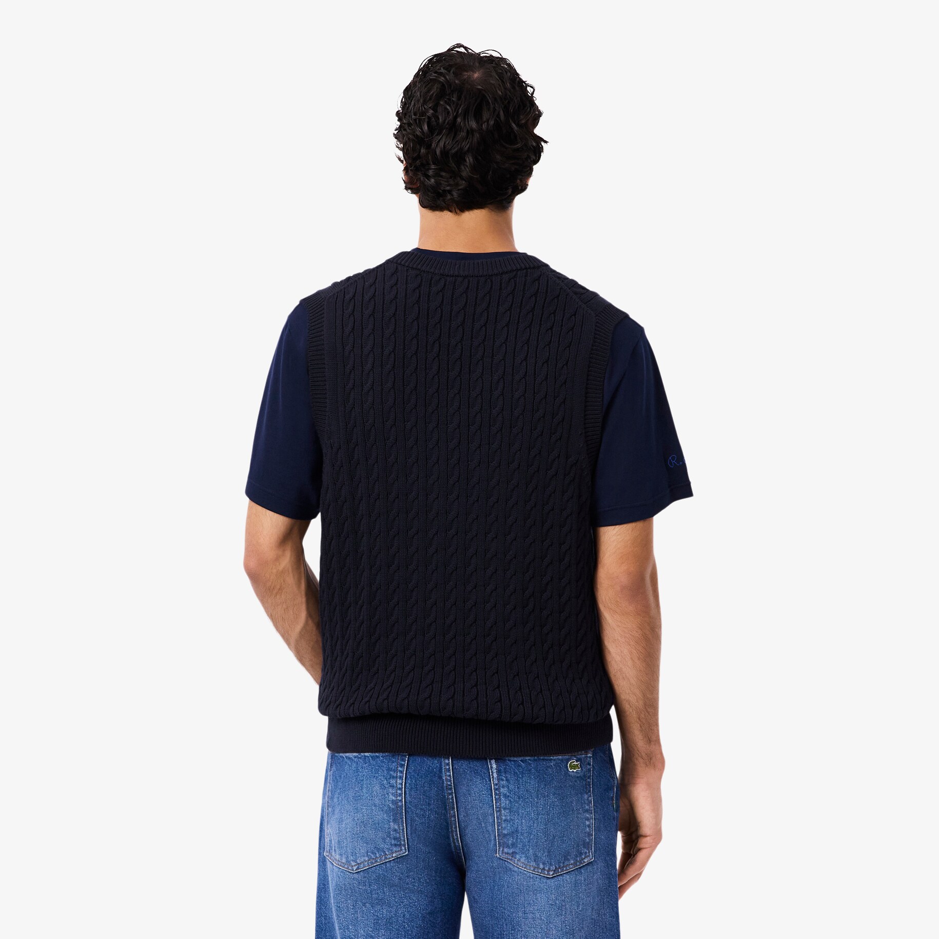 Cable Knit Cotton Sweater Vest image number 2