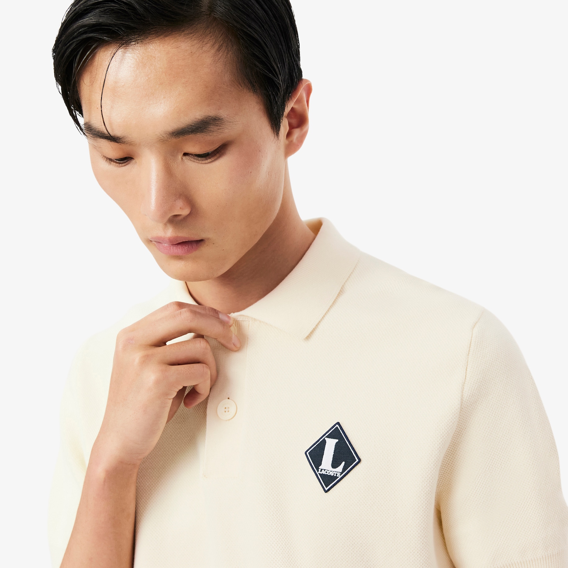 French Made Badge Accent Polo Collar Sweater image number 1