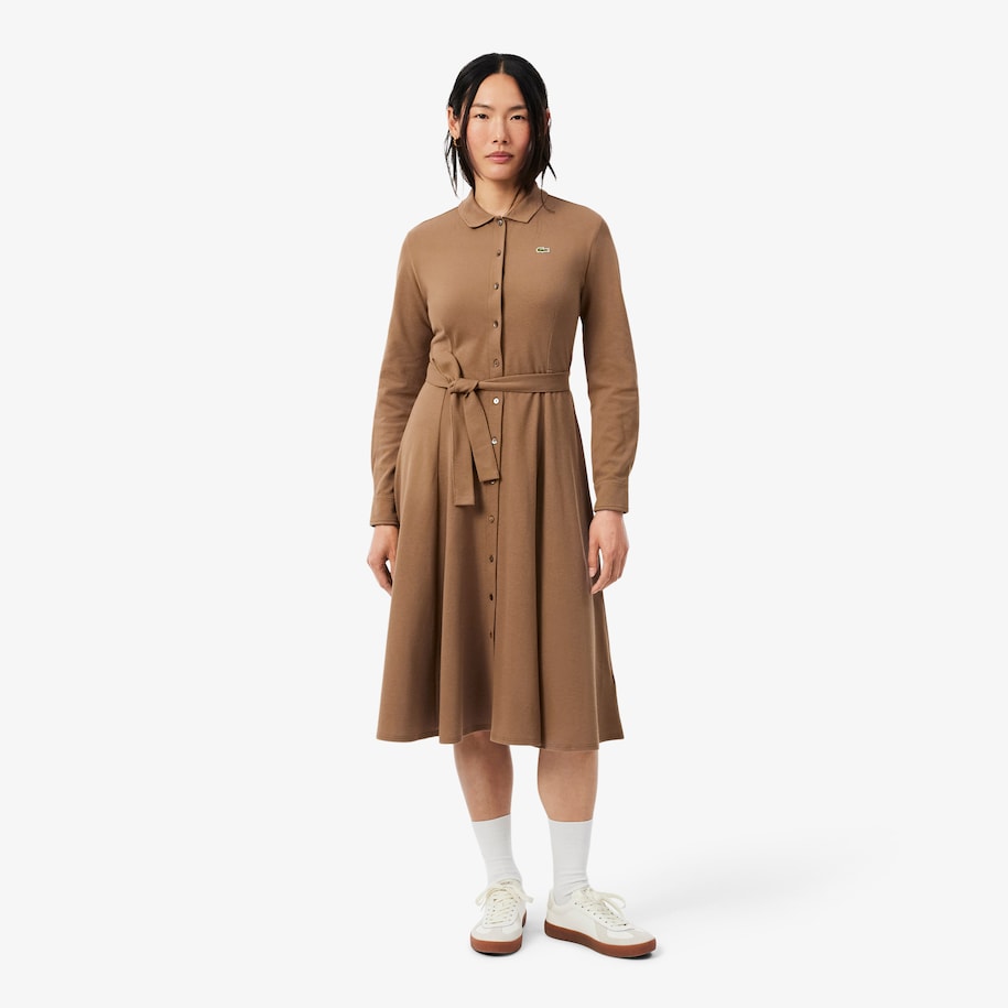 Polo Collar Belted Petit Piqu&eacute; Dress image number 0