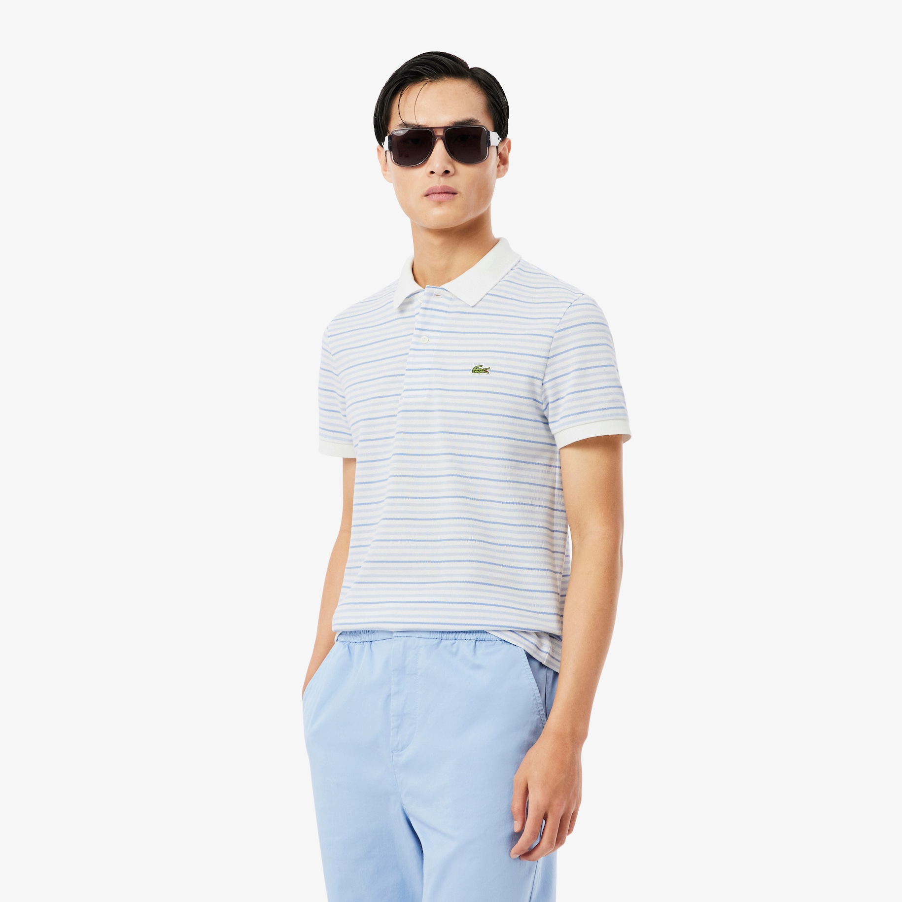 Classic Fit Striped Petit Piqu&eacute; Polo Shirt image number 0