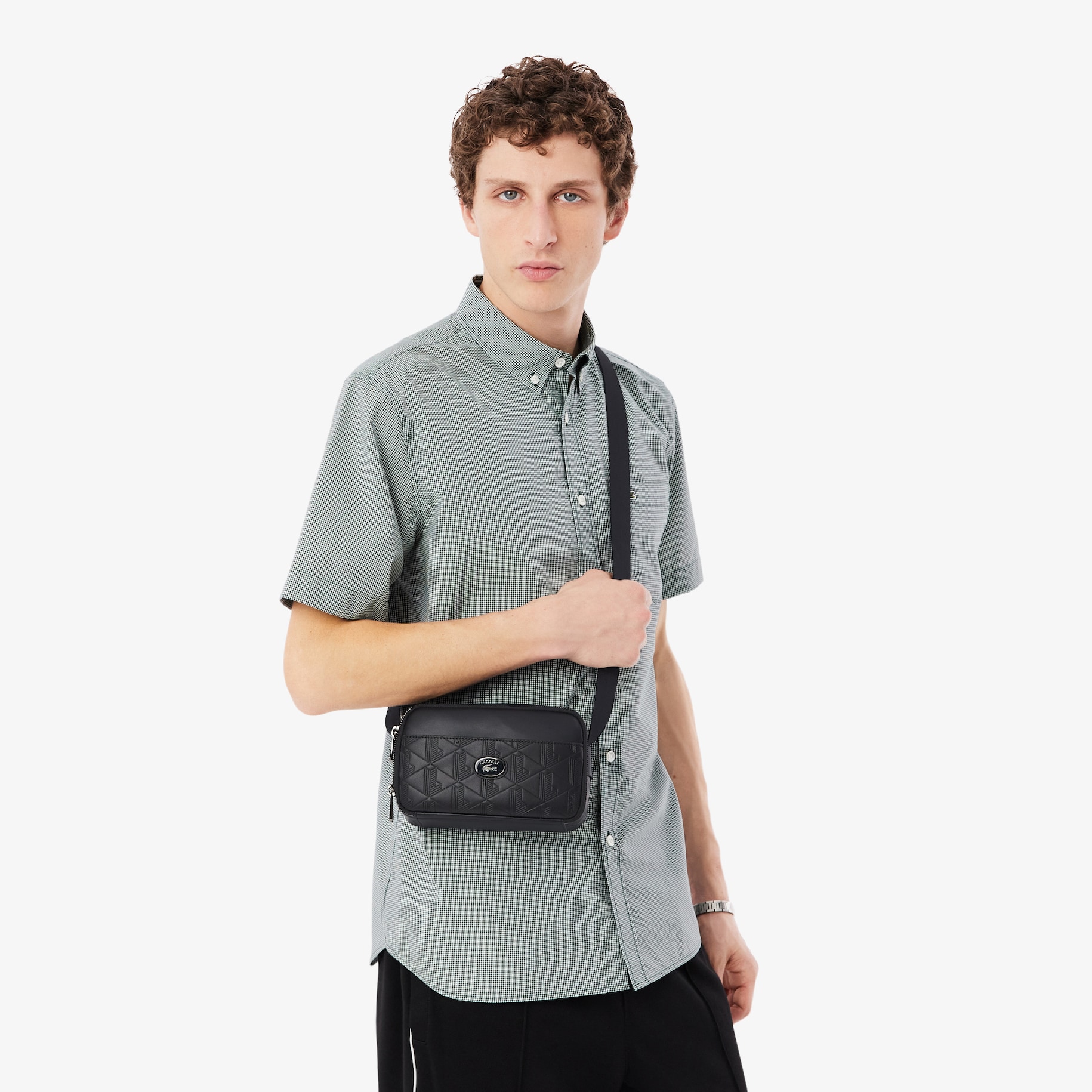 Vertical Leather Monogram Satchel image number 5